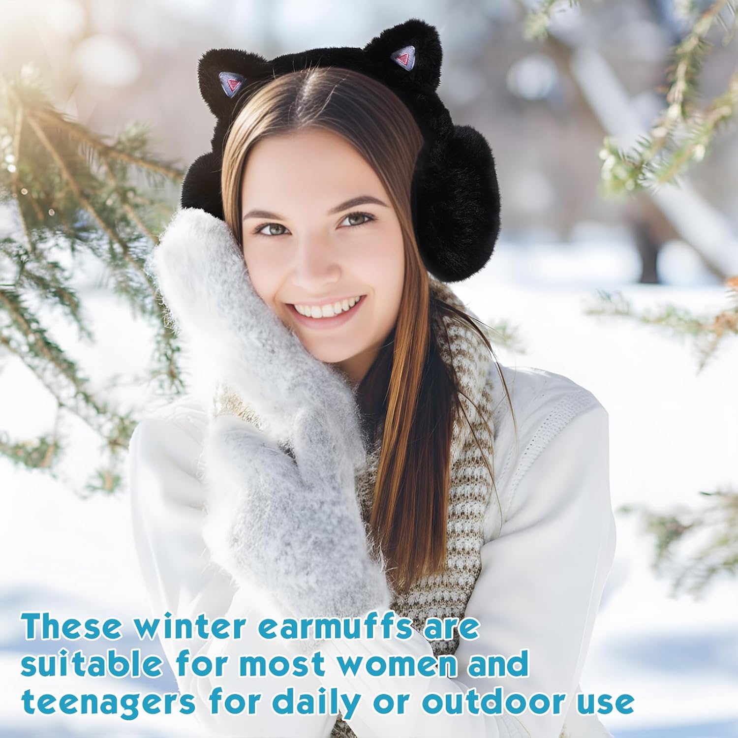 Berlune Winter Earmuffs Women Cute Animal Ear warmer Foldable Winter Earmuffs Fuzzy Faux Fur Warm Headband Ear Covers - Image 3