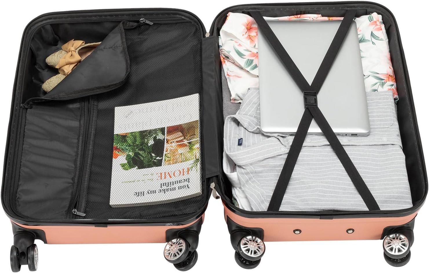 amopacorp Luggage Sets, Luggage 4 Piece Set, Expandable Luggage Set Clearance Suitcases with Spinner Wheels Hardside Luggage with TSA Lock Rose Gold