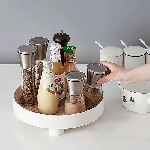 Miniatura 6 de Bandeja redonda de madera rústica decorativa para decoración del hogar de otoño, bandeja de servir de 11.8 pulgadas, mesa de café de granja, mesa de