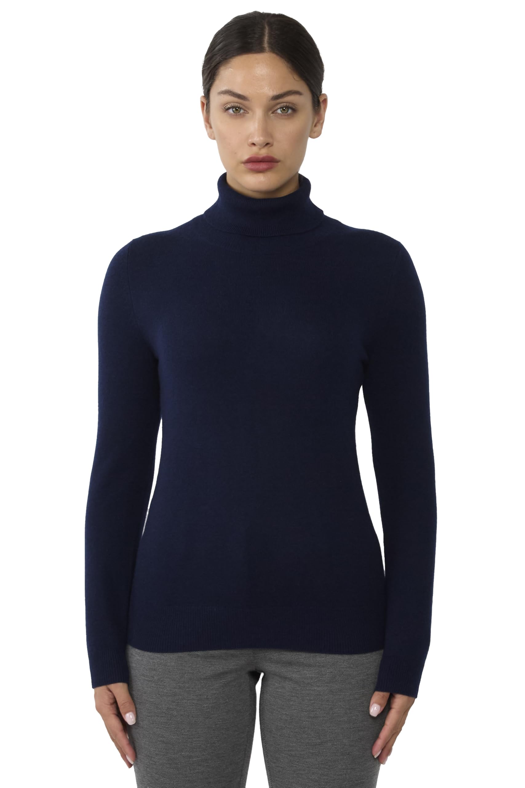 JENNIE LIU Damen-Pullover Aus Reinem Kaschmir, Langärmelig, Rollkragenpullover