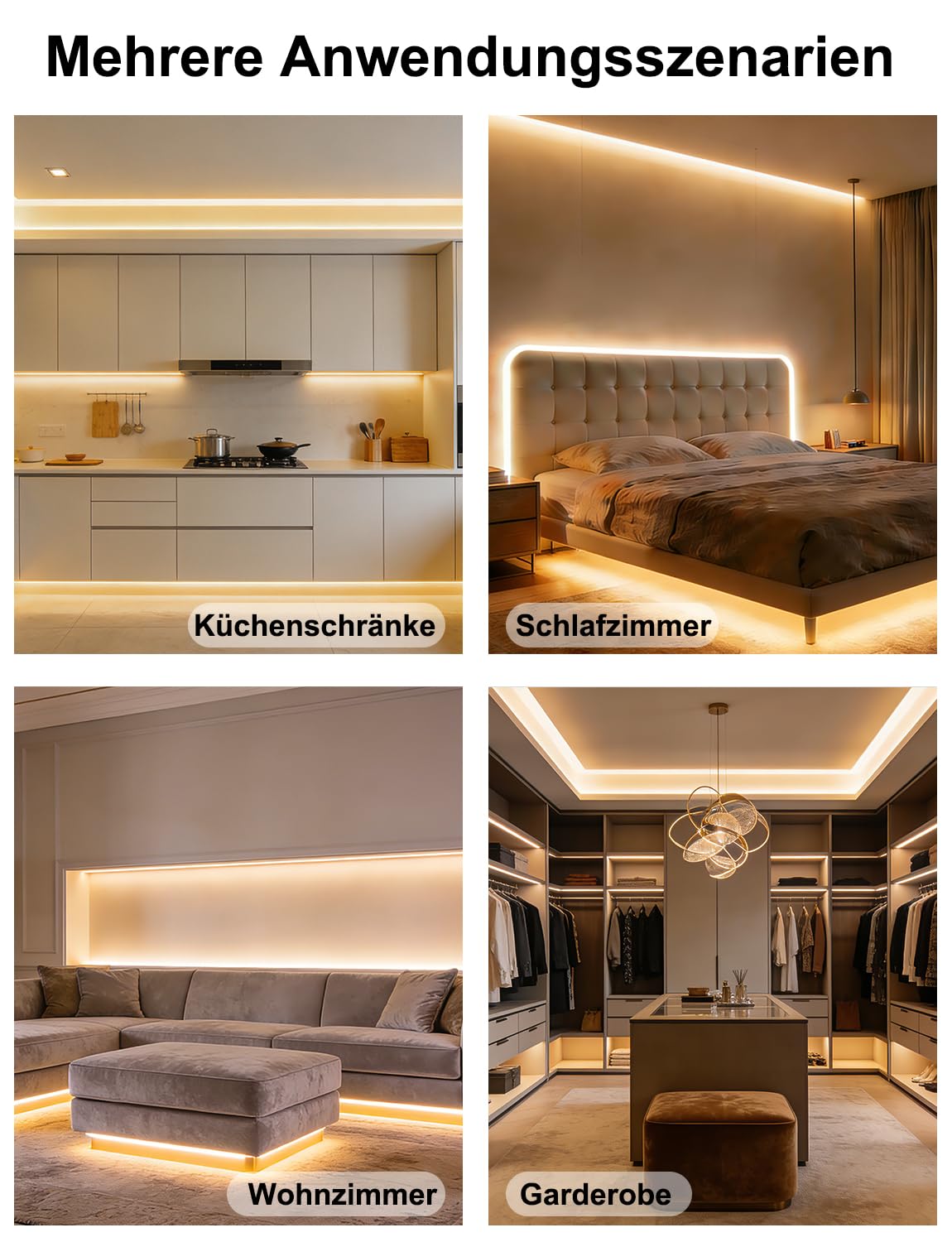 AXMOTUT LED Strip 10M CCT, Bluetooth CCT COB LED Streifen mit APP & Fernbedienung, Musik Sync, Dimmbar 2700K-6500K Farbwechsel Lichtband, Selbstklebend LED Beleuchtung für Zimmer, Schlafzimmer