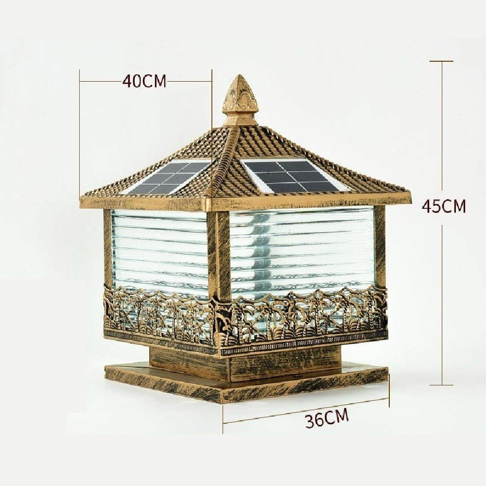 Przezroczysta lampa solarna LED w paski, obudowa z brązu z odlewu aluminiowego, słupek oświetleniowy do werandy, bramy, dziedzińca, tarasu,H-45cm