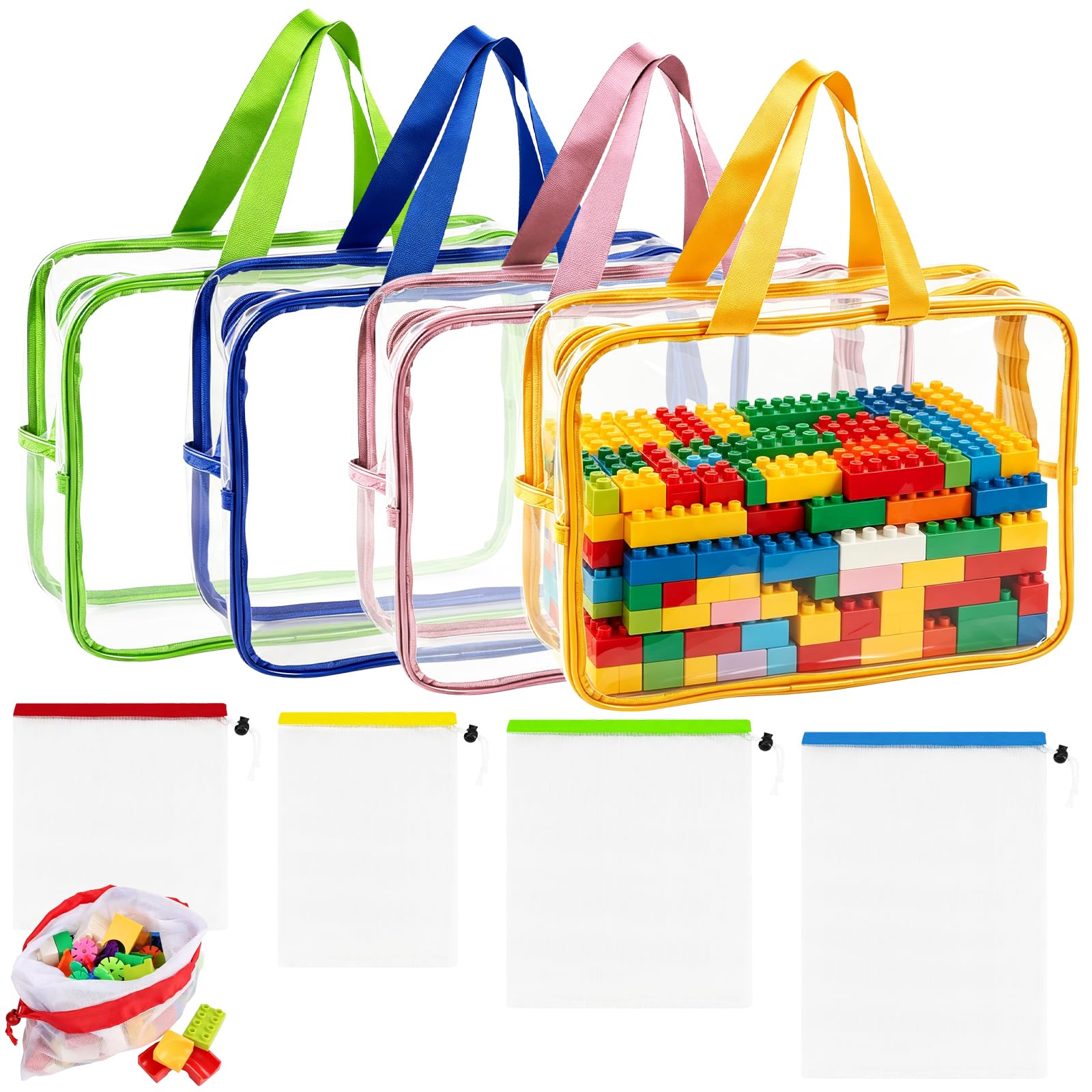 Yuaerbuo 8 Pcs Toy Storage Bags Set Organization Mesh Bags with Drawstring