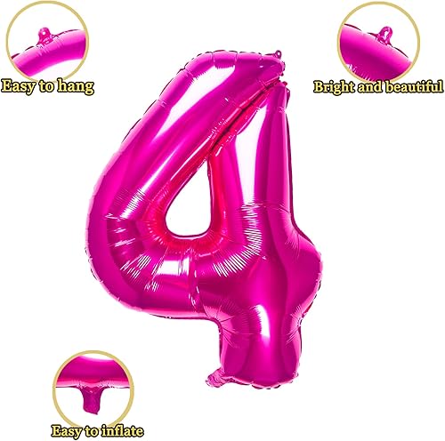 Miniatura 8 de Globos de aluminio de 32 pulgadas color rosa con el número 8, suministros de decoración de fiesta de cumpleaños (globo rosa del número 8)