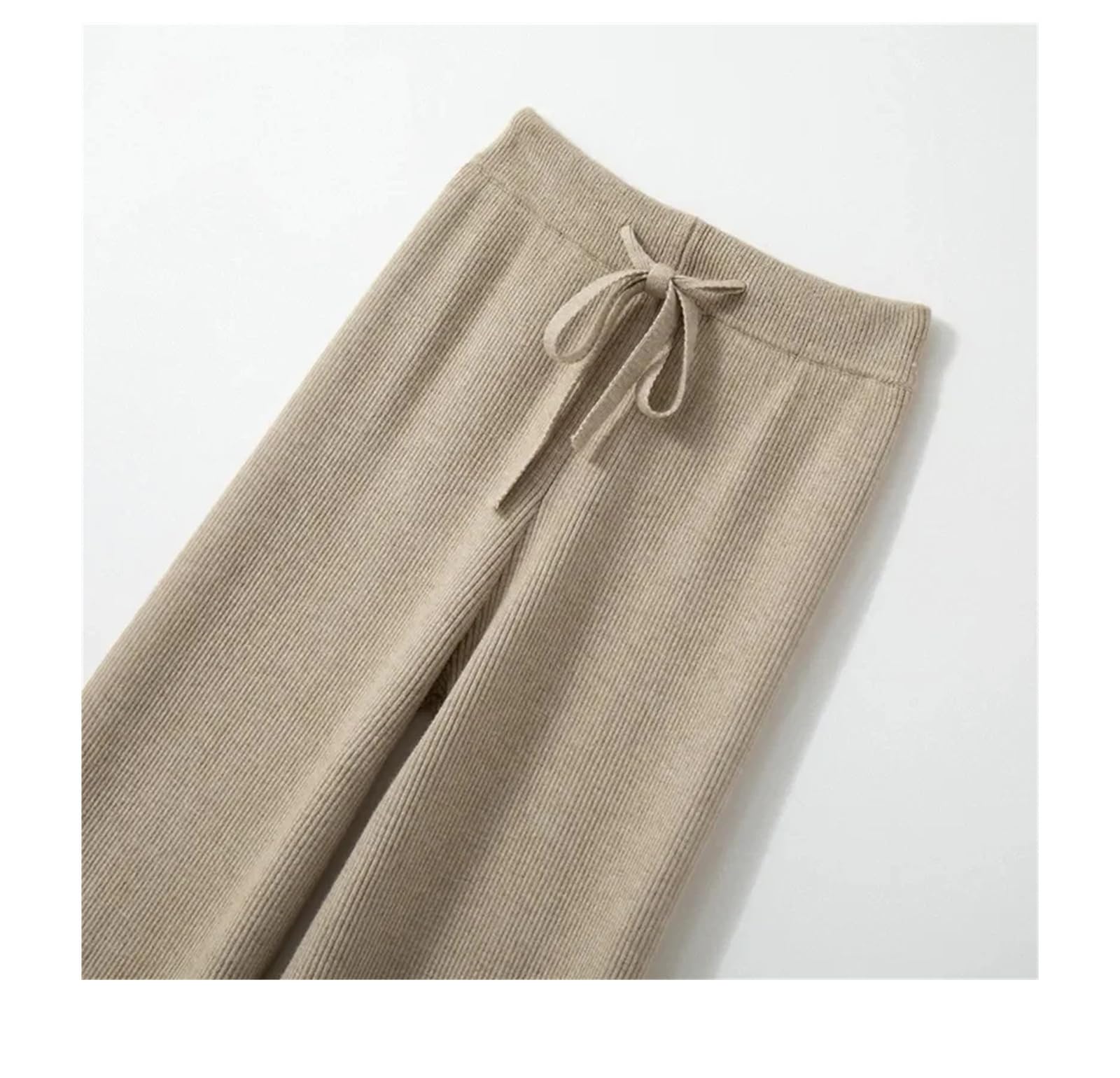 Pantaloni da donna a gamba larga lavorati a maglia coreana a vita alta con coulisse pantaloni dritti Streetwear eleganti pantaloni lunghi