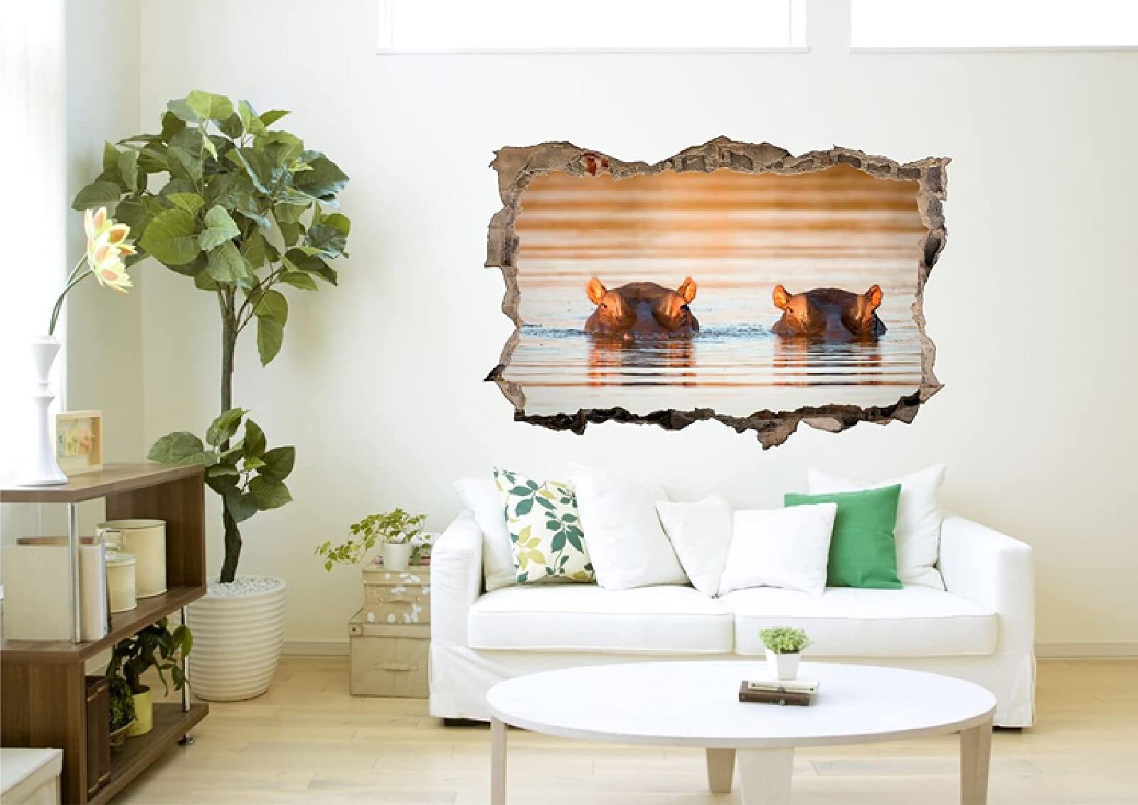 Styl 3D rozbita winylowa naklejka ścienna dzieci dzieci sypialnia zwierzę dekoracja ścienna 80 x 120 cm