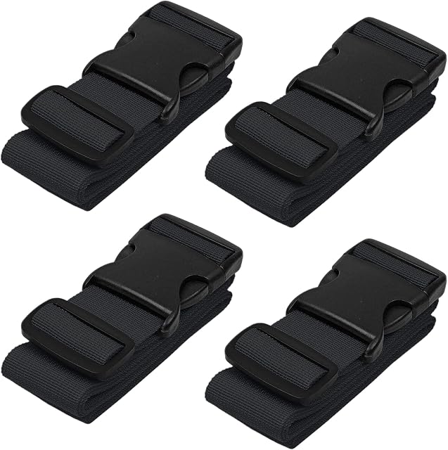 BlueCosto Luggage Strap Suitcase Straps Belts Travel Accessories, 4-Pack, Black