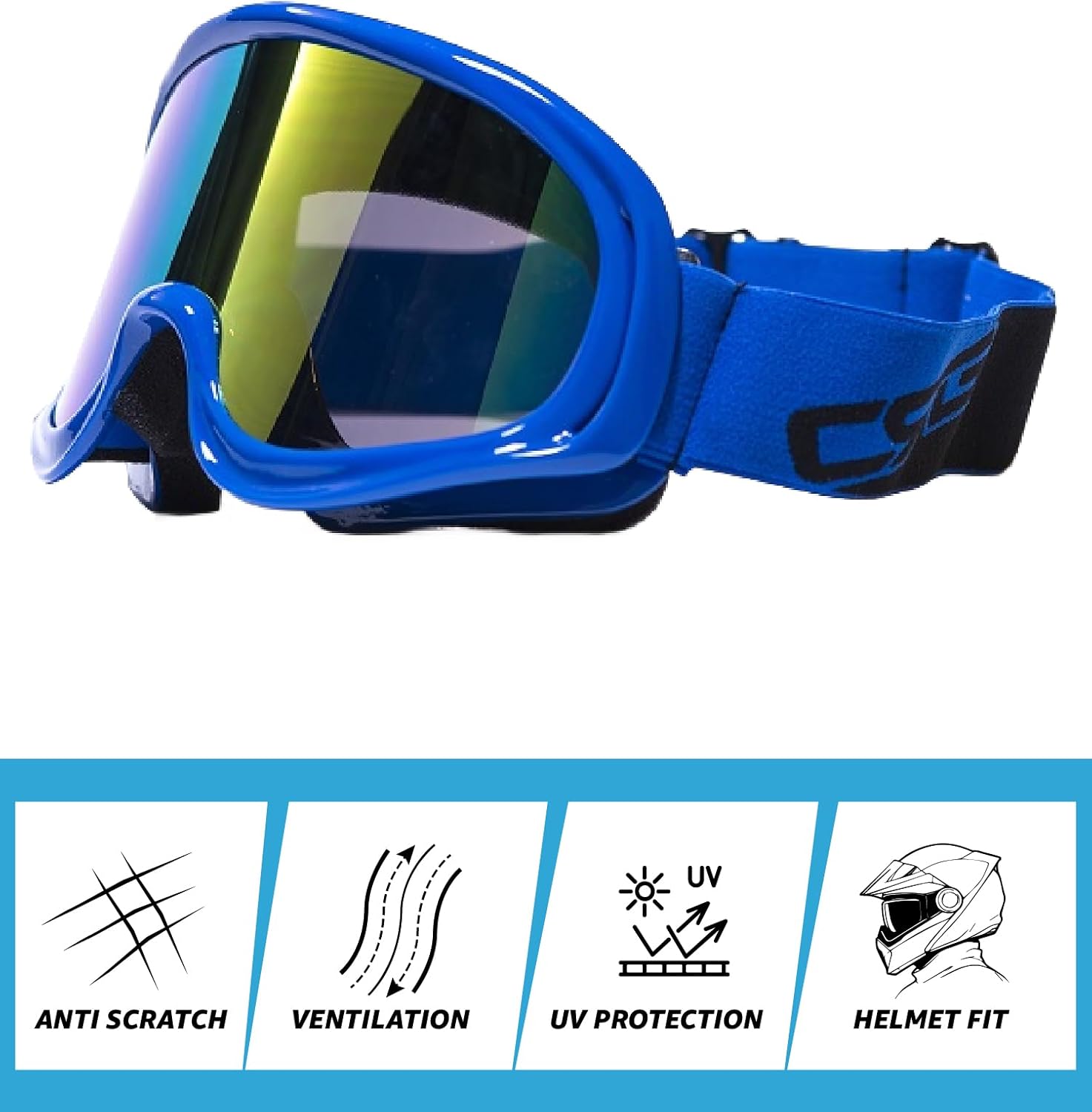 CRG Sports Motorcycle Goggle ATV Dirt Bike Off-Road Racing Anti-Fog UV Protection Adjustable Strap Motocross Goggles for Men,Women, Adults image 2 of 6 B00NAISSZI