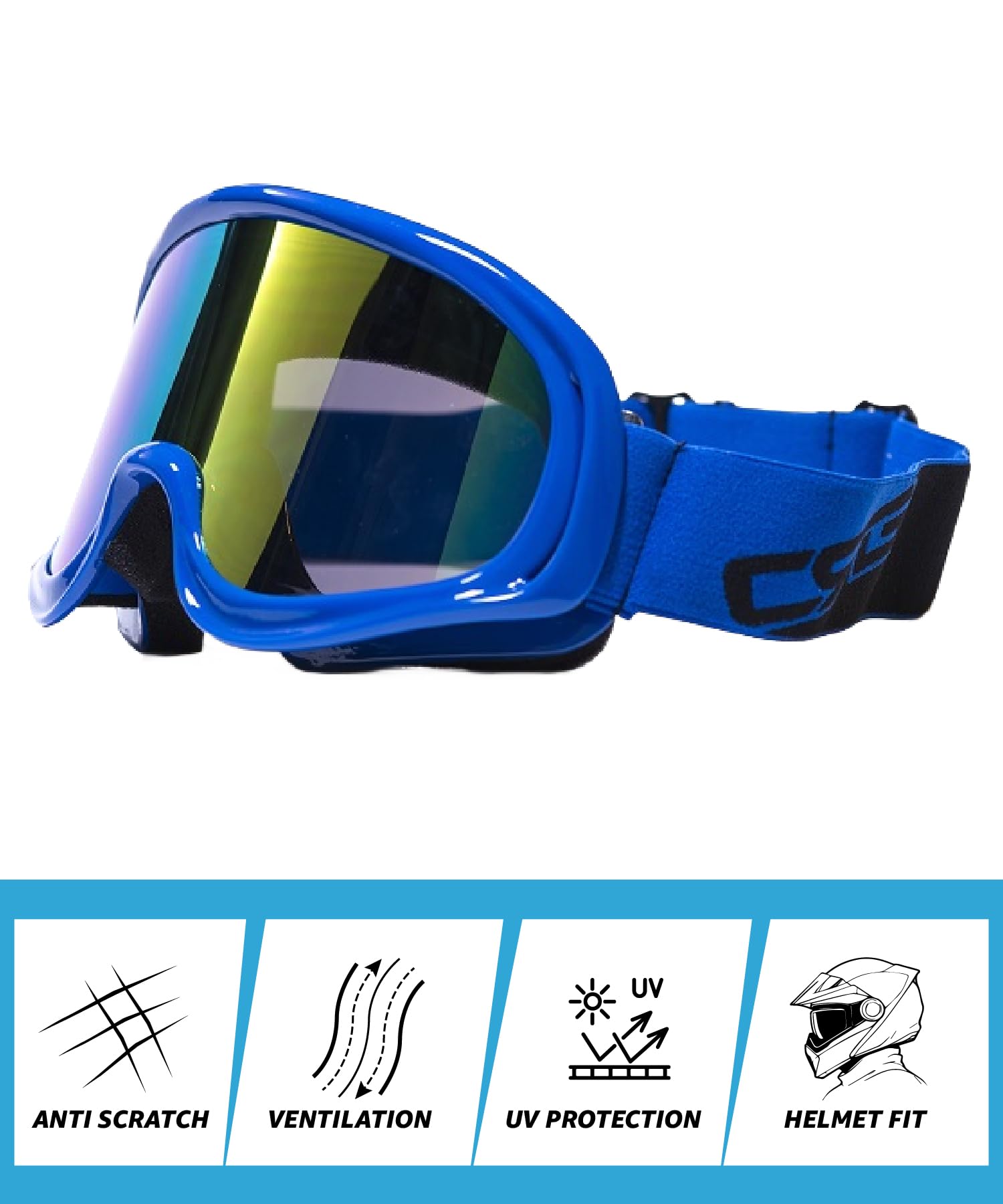 CRG Sports Motocross ATV Dirt Bike Off road racing gafas azul T815 – 3-3 T815 – 3-3 – Parent Multi-color lens blue frame