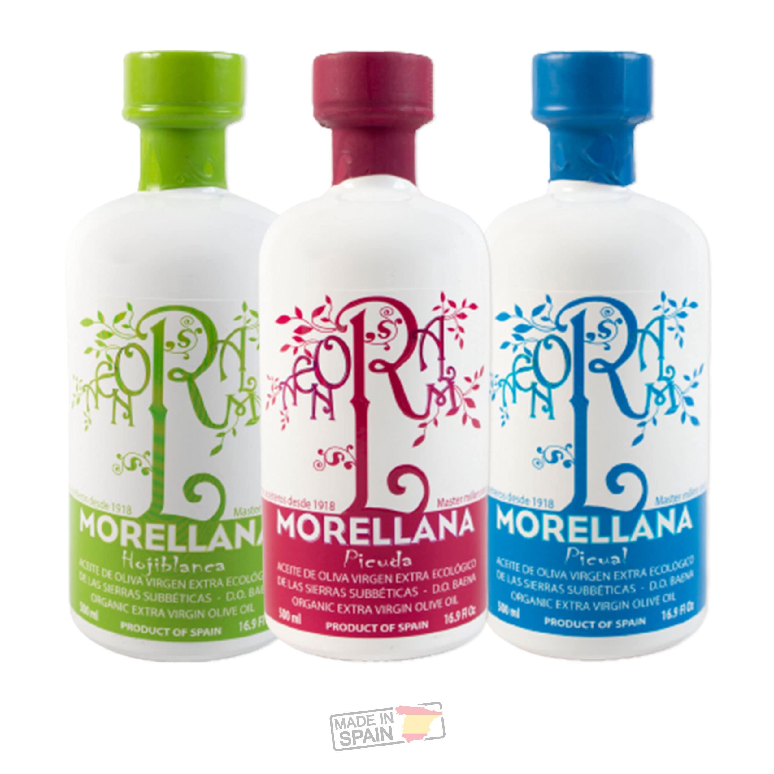 MORELLANA Aceite de Oliva Virgen Extra Ecológico AOVE Variedades Botella Cristal 3 X 500 ML Pack 3