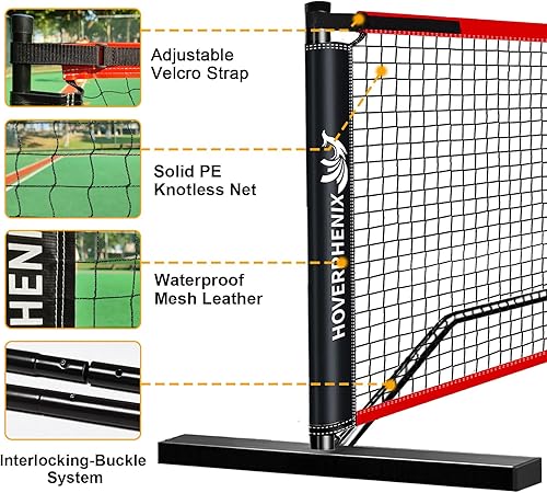 Miniatura 10 de Juego de pickleball con red para entrada, sistema de red de pickleball portátil de tamaño reglamentario con pala, juego de 4, pickleball al aire