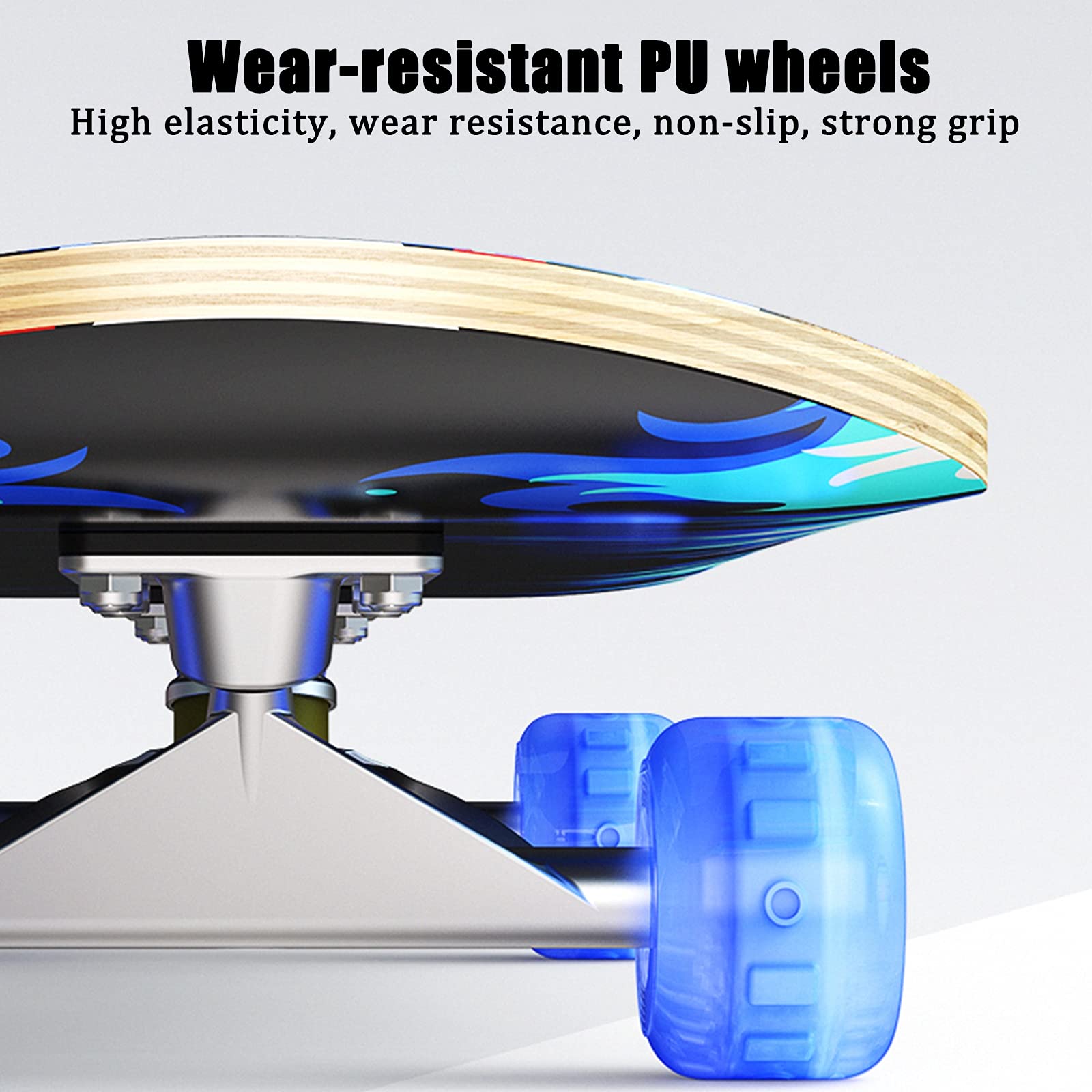 Skateboard Completo de 31 "x 8", Monopatín Estándar de 7 Capas de Madera de Arce Canadiense con Rueda Intermitente de PU para Niños, Adultos, con Mochila y Pigmento, Herramientas de Ajuste