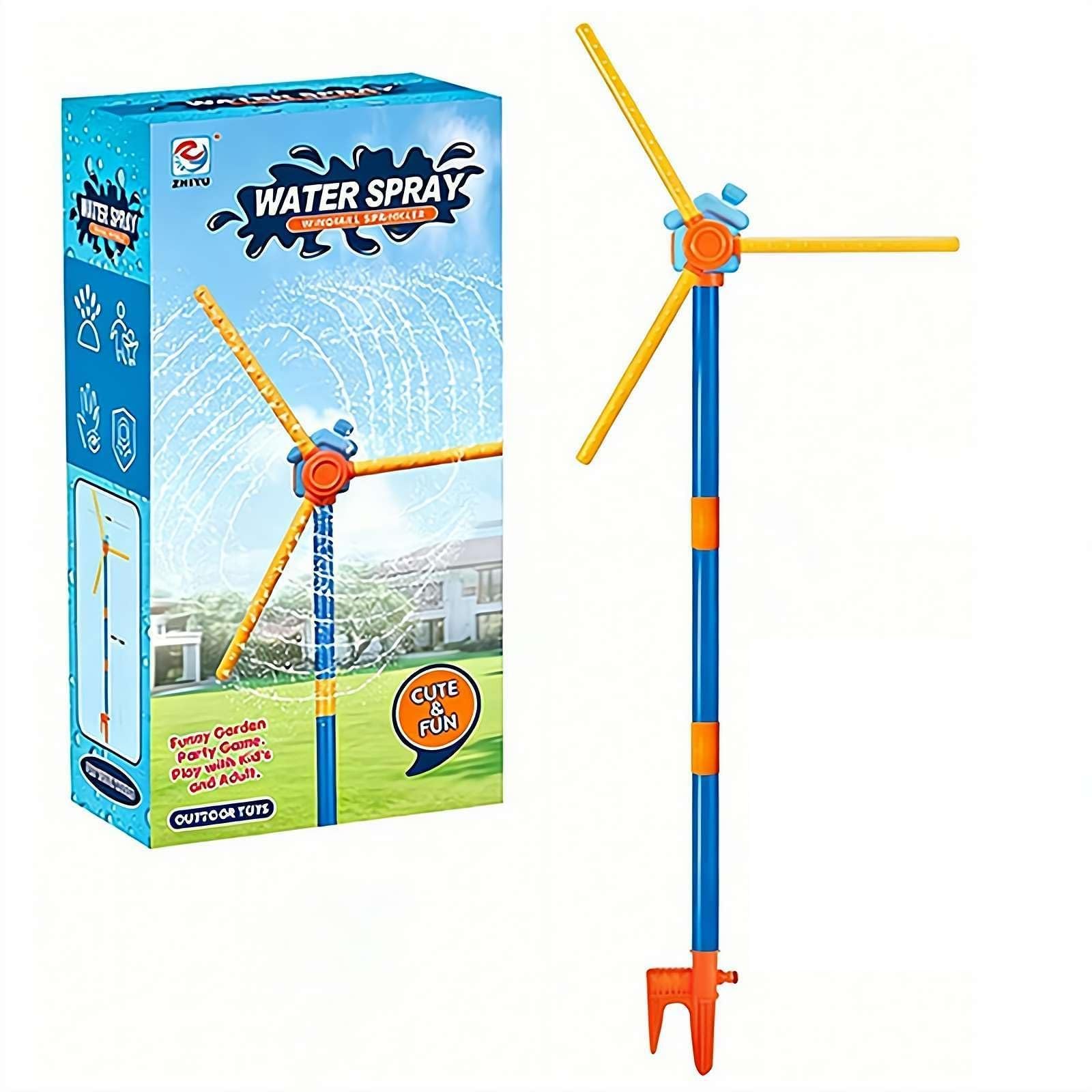 Windmill Water Sprinkler, 2026 New 360° Spinnings Splashed Water Toy with 3 Blades & Nozzles, Summer Fun Play for Outdoor Backyard Games and Garden Watering