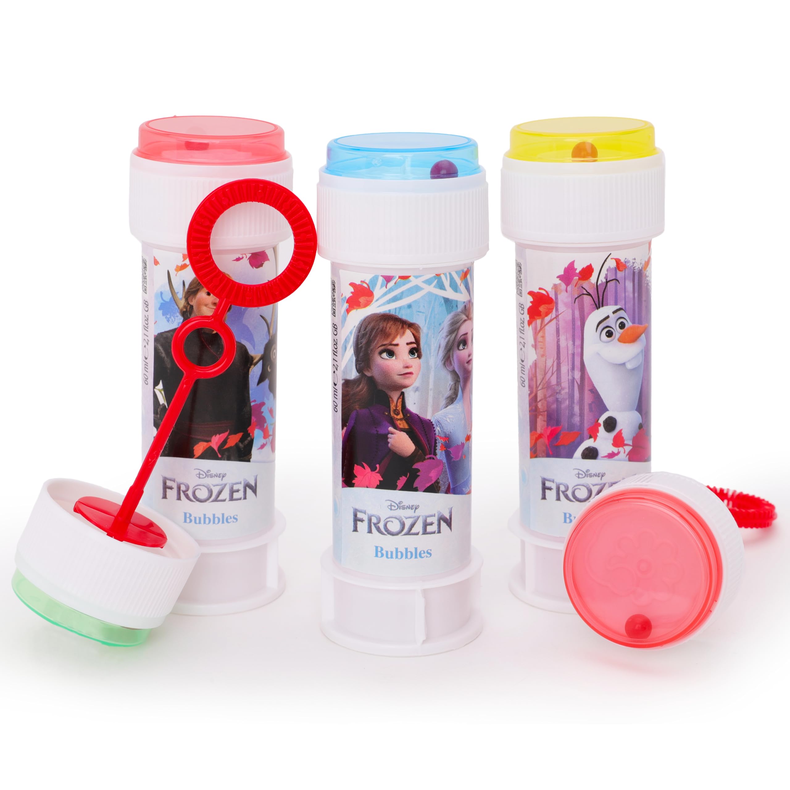 Toyland® Pack de 3 Botes de Burbujas Frozen con varitas, solución de 60 ml y Tapa de Laberinto novedoso - Juguetes para bolsitas de Fiesta y Dinero de Bolsillo