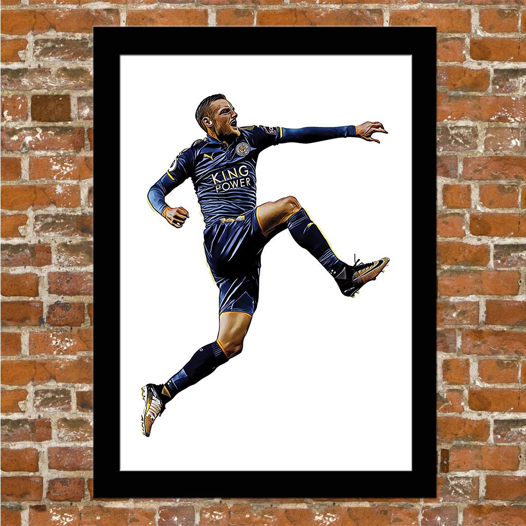 Leicester City - Jamie Vardy - Framed Illustration Print Poster