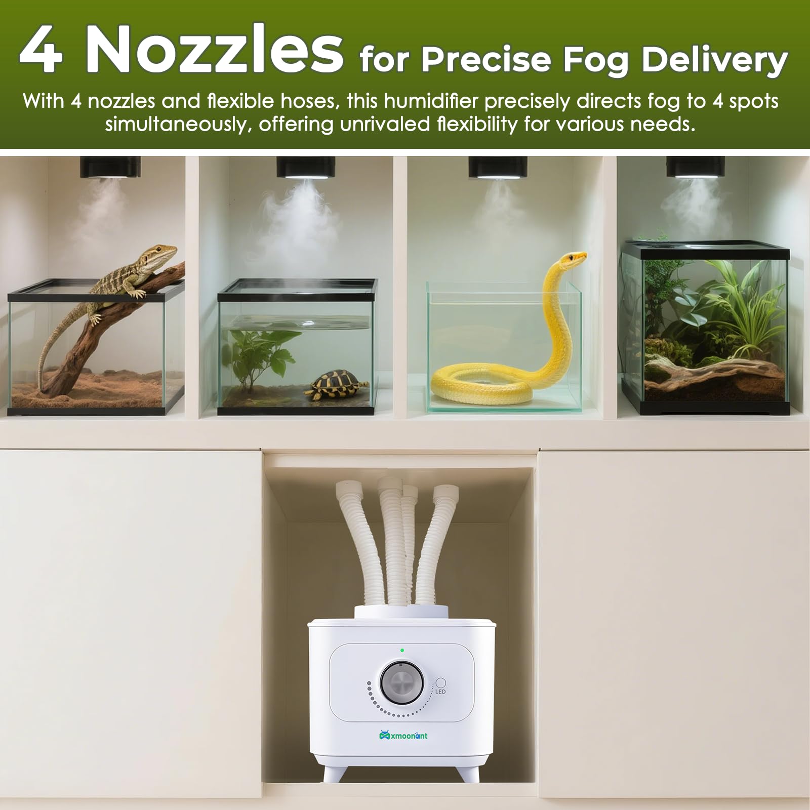 Mxmoonant - Humidificador automático (600 ml/h, sin depósito, manguera 4 m, accesorios de grifo, 4 x 1,8 m, extensiones para terrarios/reptiles/plantas