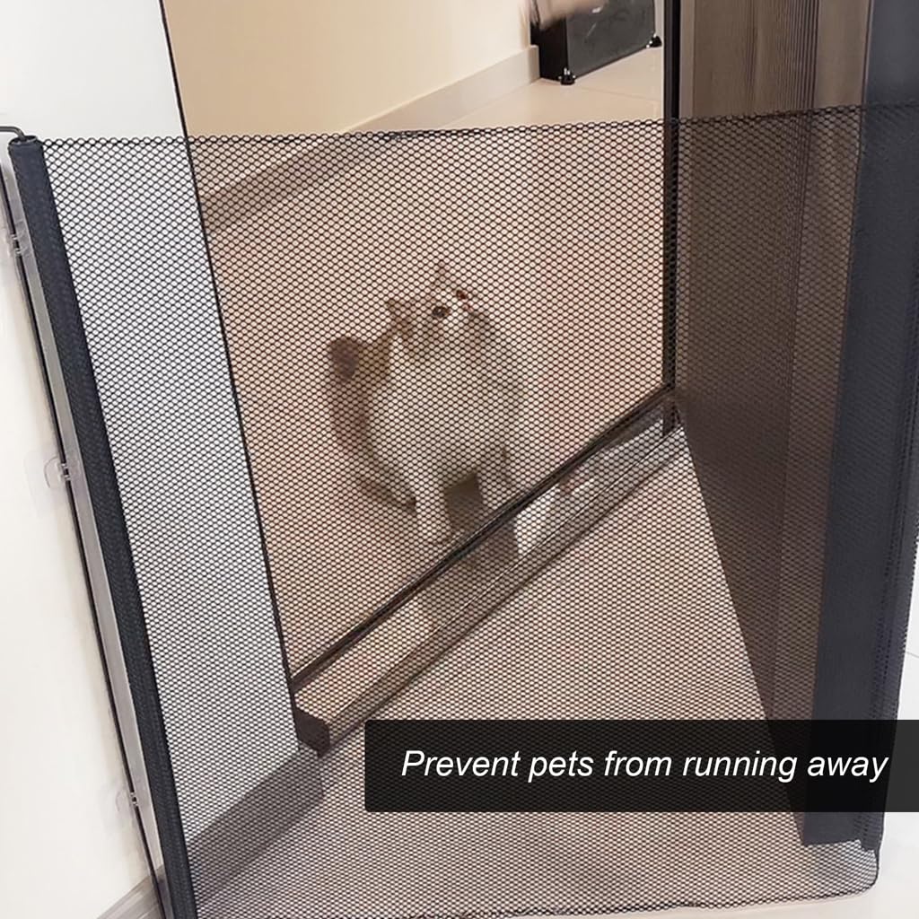 Barriere de Securite Retractable pour Bébés Enfant et Chiens, Extensible Barriere de Securite Chien Chat, pour Escaliers, Couloirs, Intérieur et Extérieur - Noir, 130 * 78cm