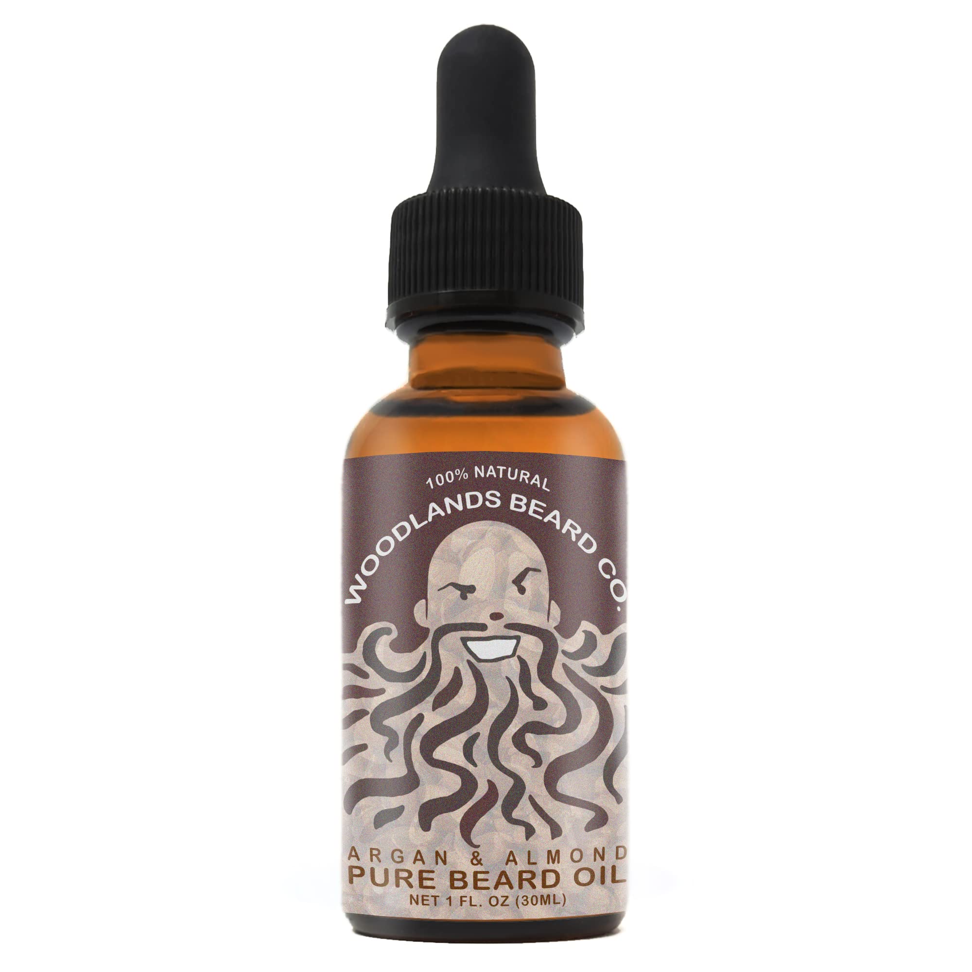 Woodlands Beard Co. Argan & Almond Pure Beard Oil - Unscented, Natural and Organic from (1oz)