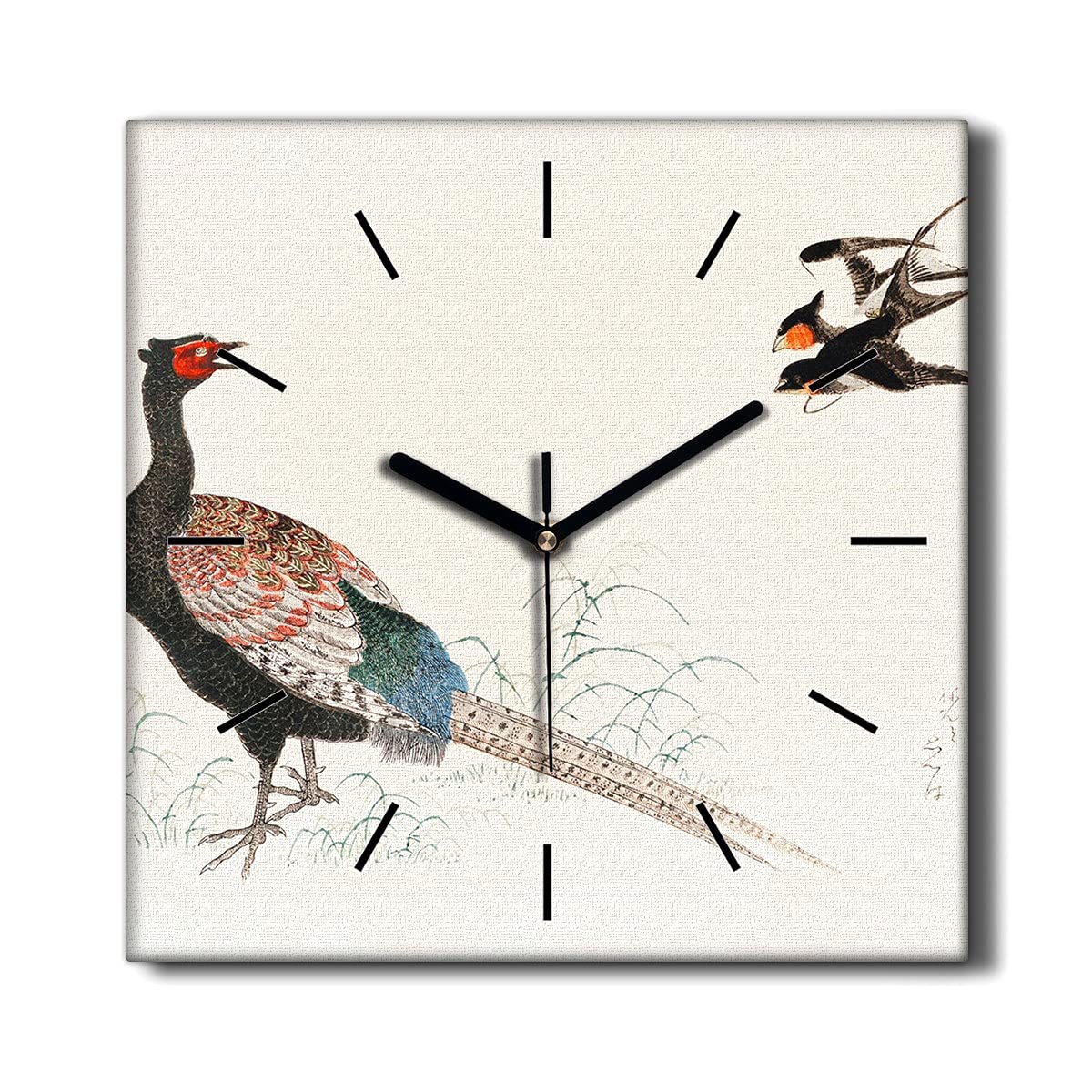 Horloge Murale Toile 30x30cm Coloray - Décoration Toile Salon Silencieuse Oiseaux Animaux