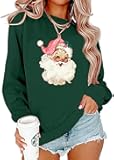 Women's Retro Santa Xmas Holiday Sweatshirts - Merry Christmas Pullovers