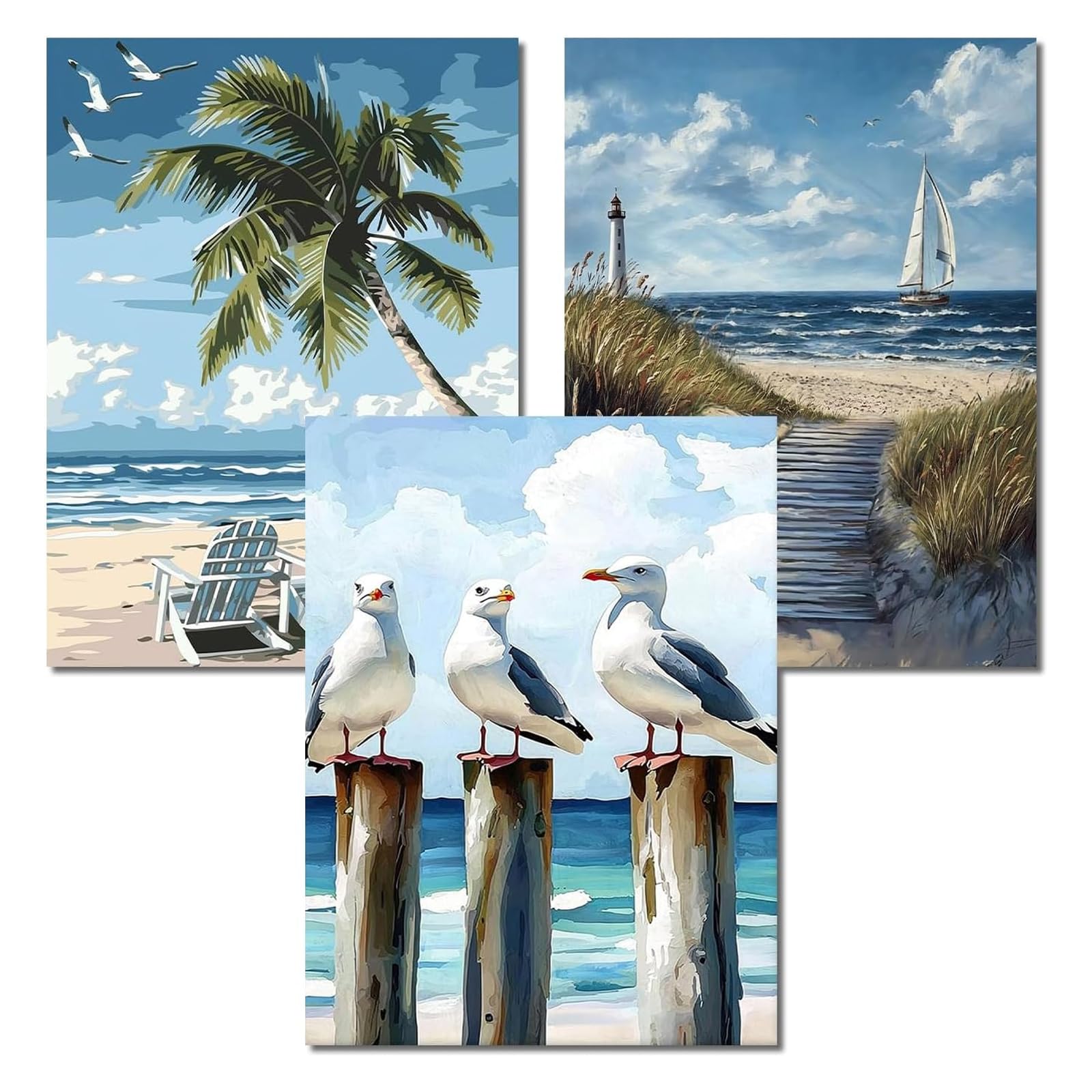 PHANTASYART 3 Pack Diamond Art-Landscape Diamond Painting,Landscape Diamond Art Kits Adults,5d Diamond Painting Kits for Adults,DIY Arts and Crafts for Relaxation,Home Wall Decor and Gifts 12x16in