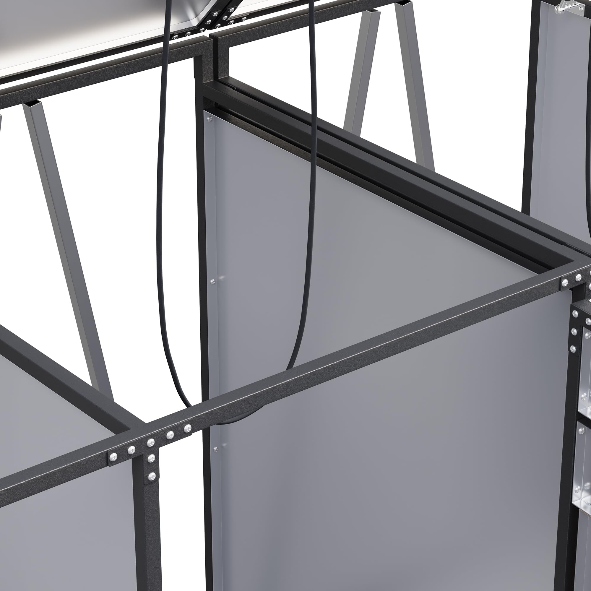 Contenitore per bidoni della spazzatura con coperchio idraulico, rivestimento verticale effetto legno, ventilazione a fori lunghi, armadio da giardino in ferro con serratura (1, grigio-2)