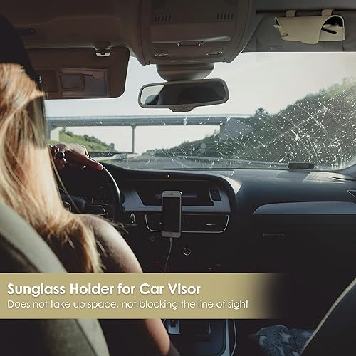 Miniatura 5 de Soporte para lentes de sol para visera de automóvil, clip de cuero para lentes de automóvil, accesorios para visera, soporte para lentes, 02-Beige