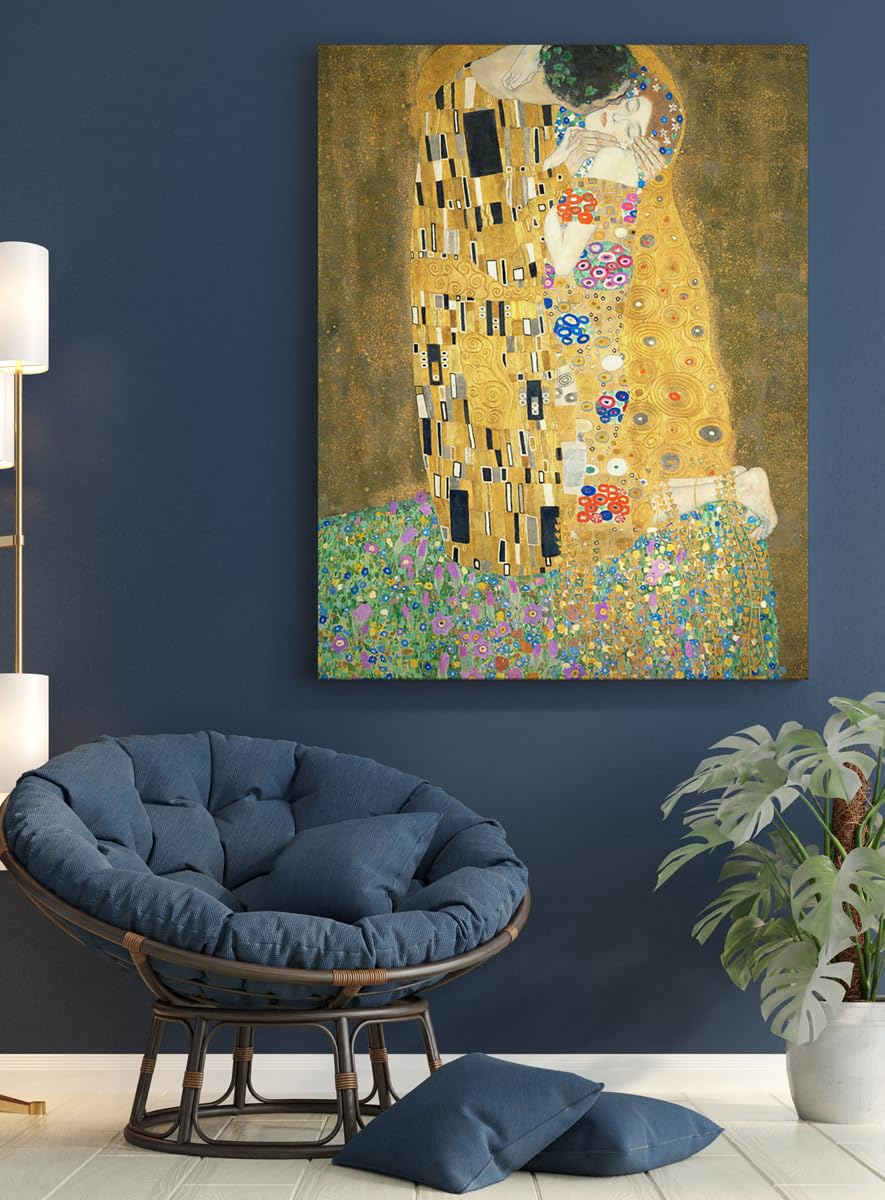El Beso | Gustav Klimt | Simbolismo | Cuadro Canvas Wall Art | Impresion Giclee lienzo algodon puro | Bastidor 3cm | 70x95cm