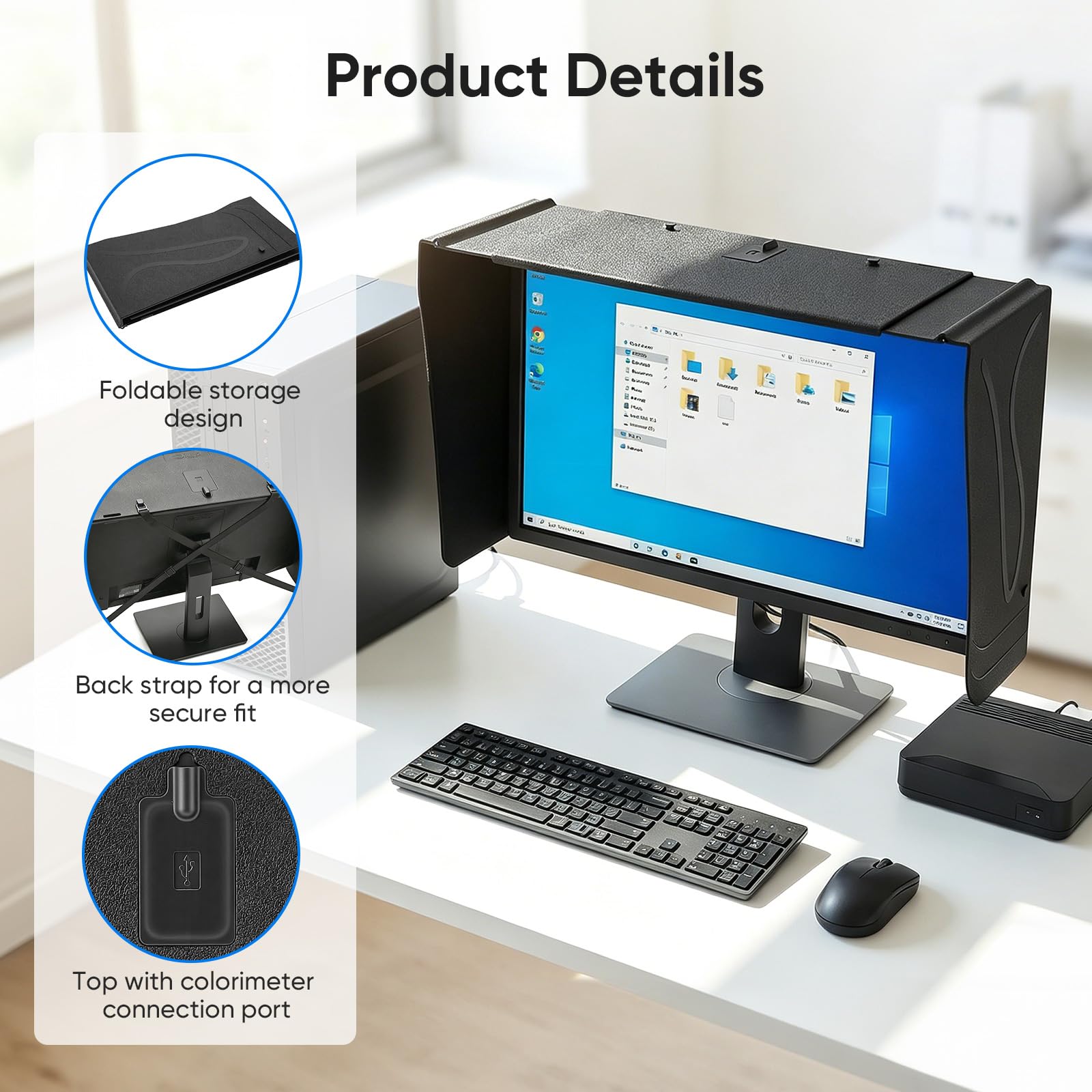 Monitor Hauben Sonnenschutz, 17-27 Zoll Bildschirm Sonnenblende Verstellbare Monitorhaube Laptop Sonnenschutz für Monitor Außenrahmen Monitor Sonnenschutz Bietet Schutz der Privatsphäre