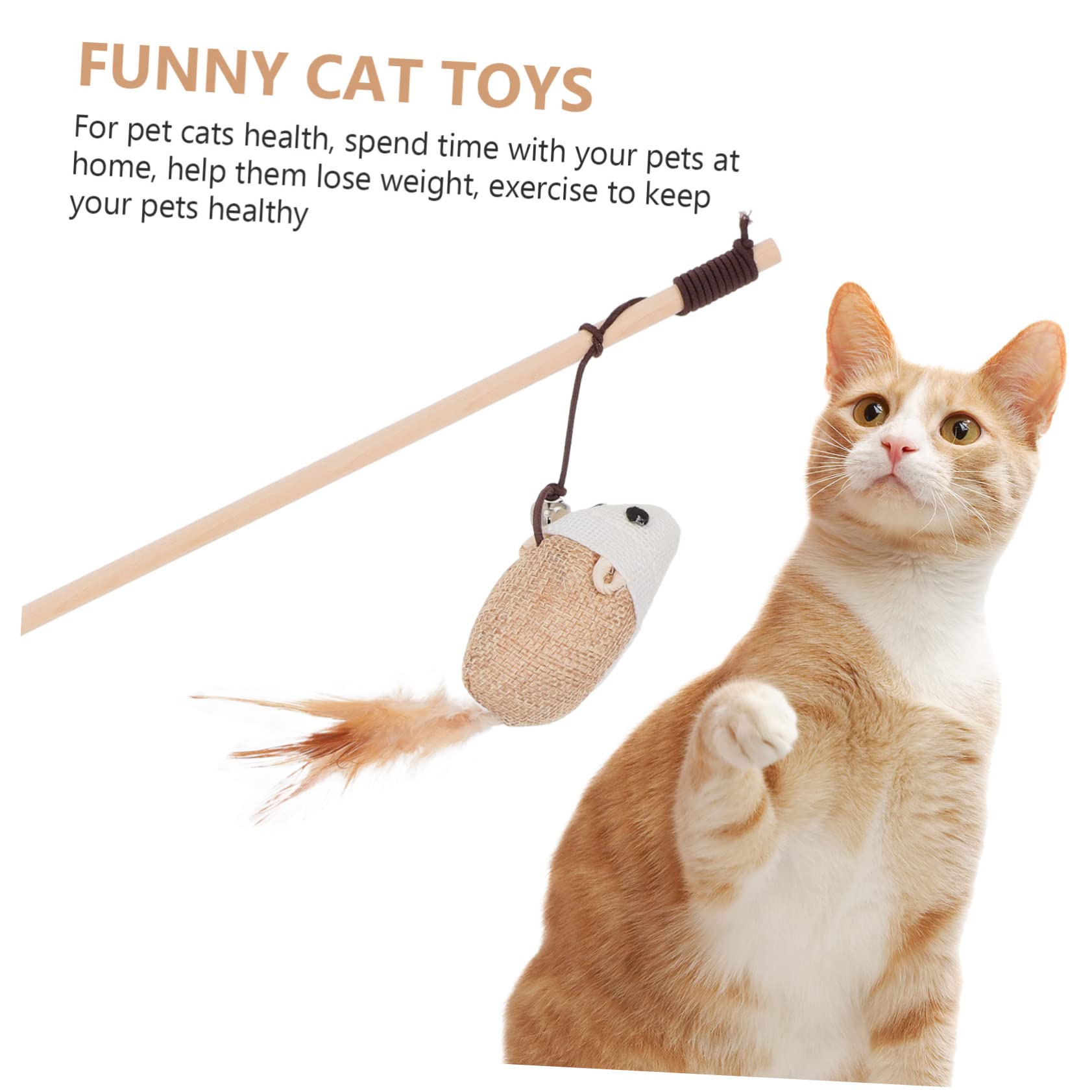 BESPORTBLE Canne À Pêche Interactive pour Chat Clochette pour Chat Dintérieur Robuste Et Amusante