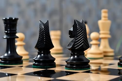 Miniatura 3 de Reproduced Romanian-Hungarian National Tournament Chess Pieces – 3.8" King, Handcrafted in Ebonized & Natural Boxwood – Luxury Staunton Wooden Chess