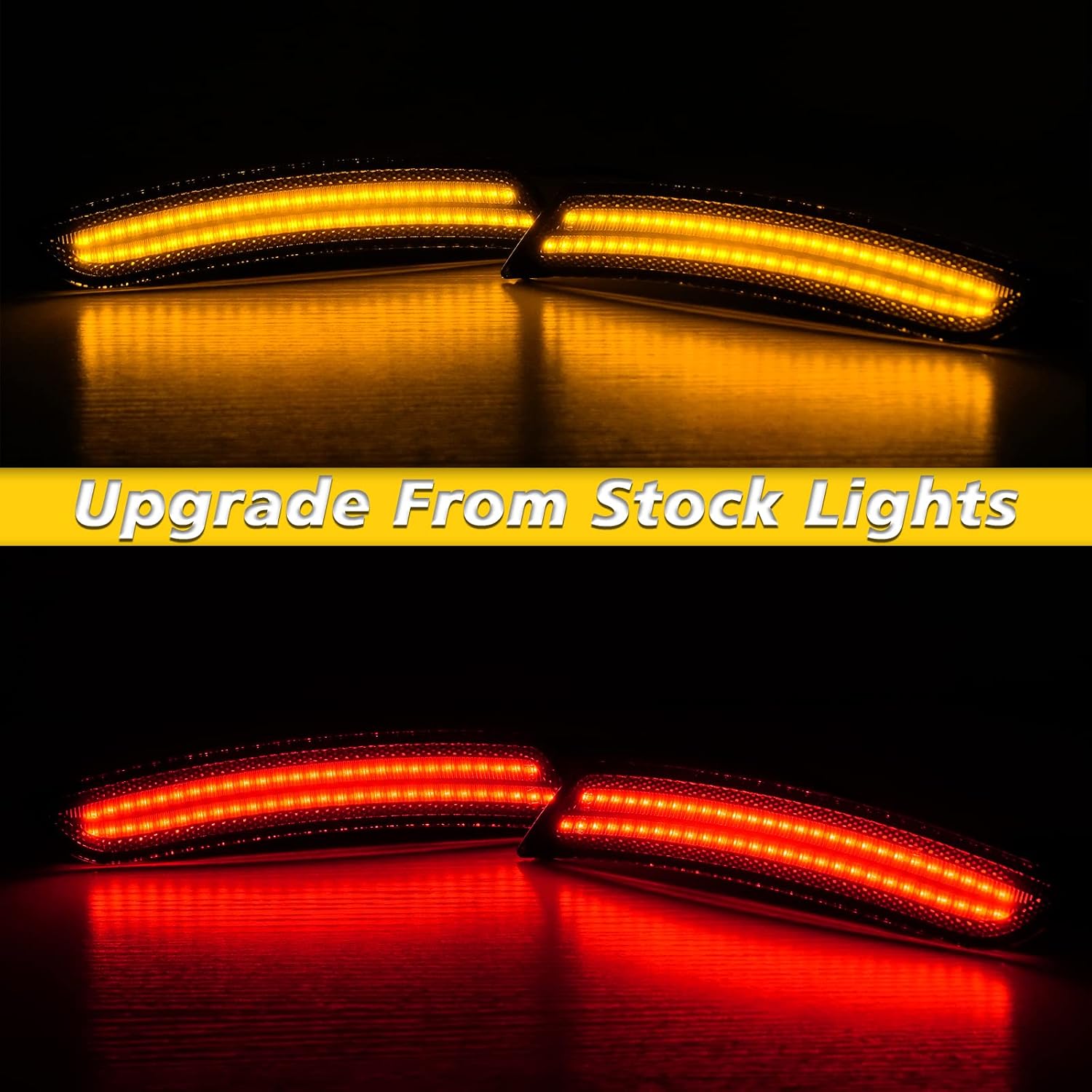 Bestview Smoked LED Side Marker Lights for Chevy Camaro 2016 2017 2018 2019 2020 2021 2022 2023, 2014-up Cadillac CTS, 2015-up Cadillac ATS, 6th Gen Camaro Front Rear Bumper Side markers,Amber&Red
