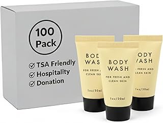 Trail maker 100 Pack 1 Oz. Body Wash - Hospitality, Hotel, Travel, Homeless Shelter, Donation, Charity Drive, Disaster Relief Supplies - 100 Bottles