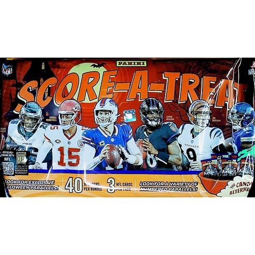 Panini 2025 NFL Score-A-Treat Football Factory Sealed Bundle Box (40 Packs of 3 Cards) Look for Exclusive Halloween Trick, Treat Webs Parallels. Paper Thin Stock.