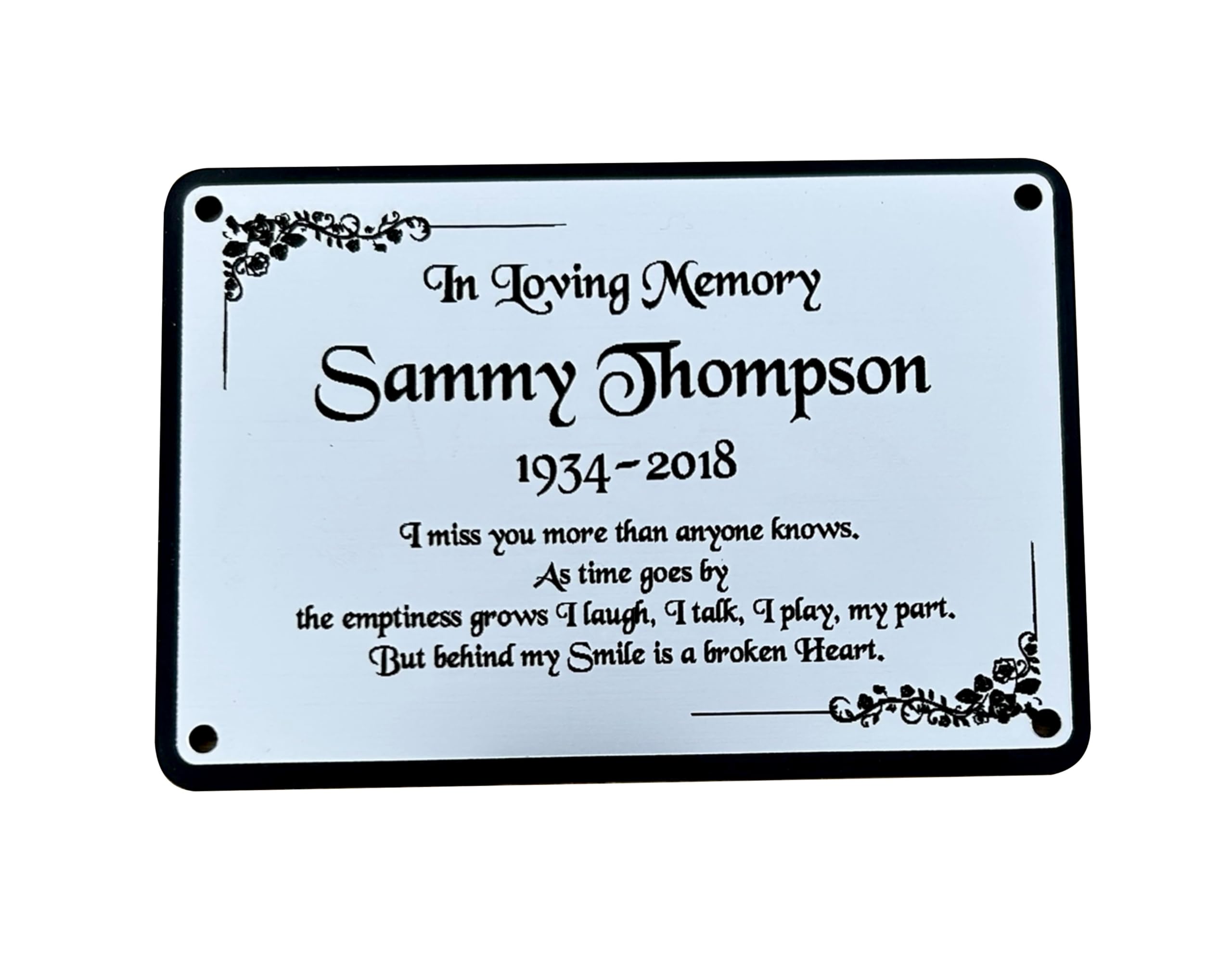Gluca Silver Personalised Memorial Plaque, 6X4 Engraved Bench Plaques, Engraved Tree Sign, Weatherproof, Grave, In Memory Of A Loved One (Silver)