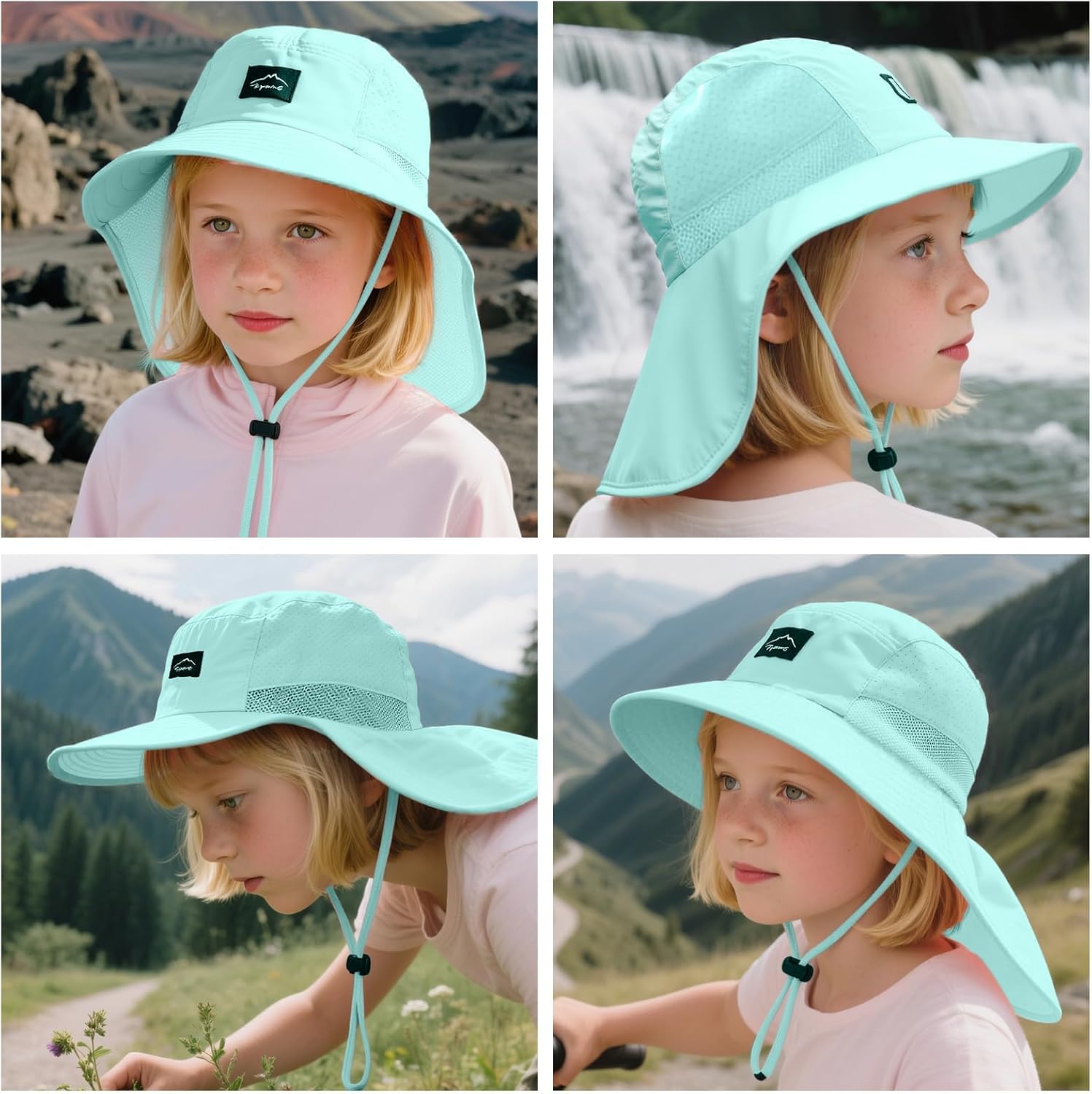 ZOORON Kids Sun Hat with Neck Flap Beach Fishing Bucket for Boys Girls image 4