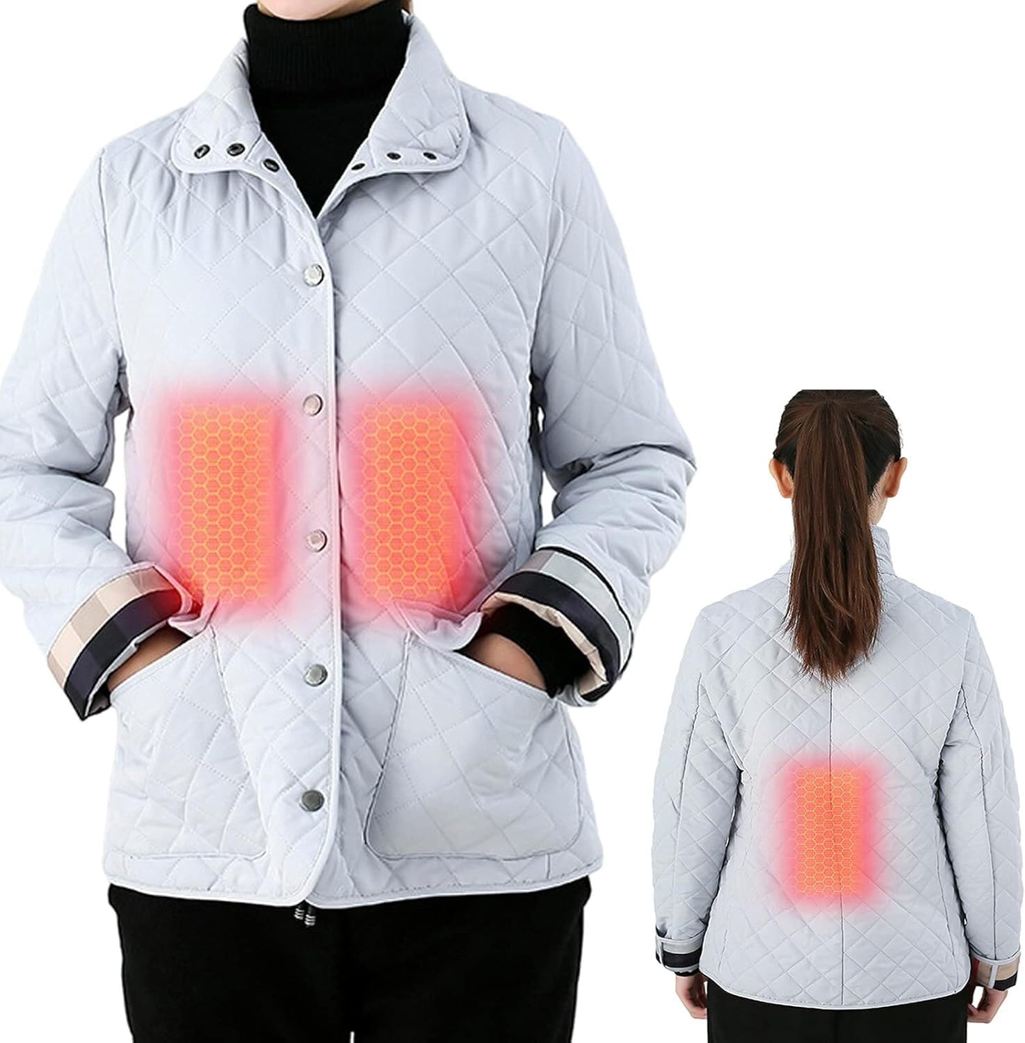Rechargeable Heating Jacket, Washable Heated Jackets with 3 Temperature Levels 4 Heat Zones