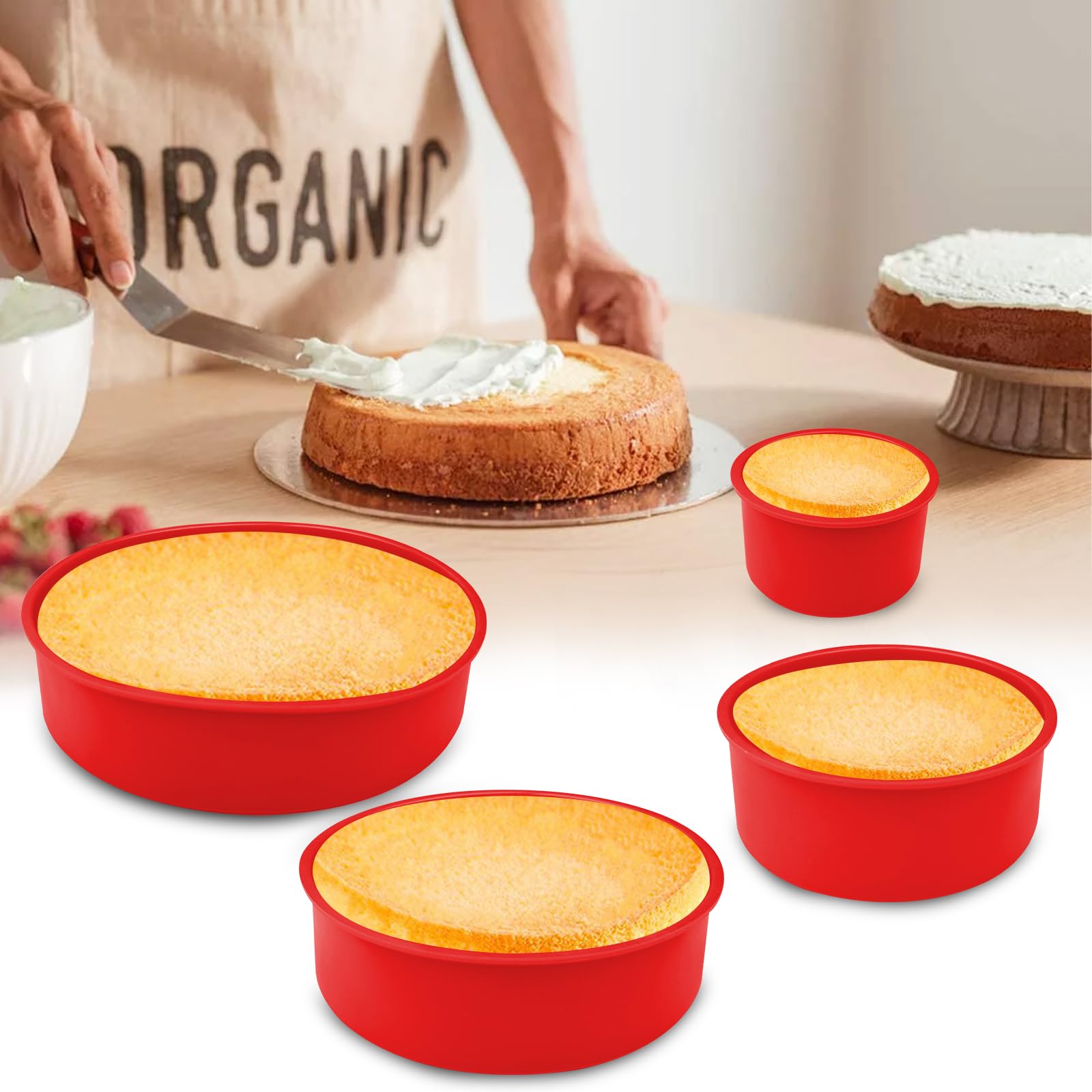 Traxenta Moldes Reposteria Silicona, Molde de Bizcocho Redondos para Tartas, Mousse Horno Reposteria, Moule à Gâteau Rond en Silicone, Adecuado para Tarta de Queso, Tarta de Cumpleaños
