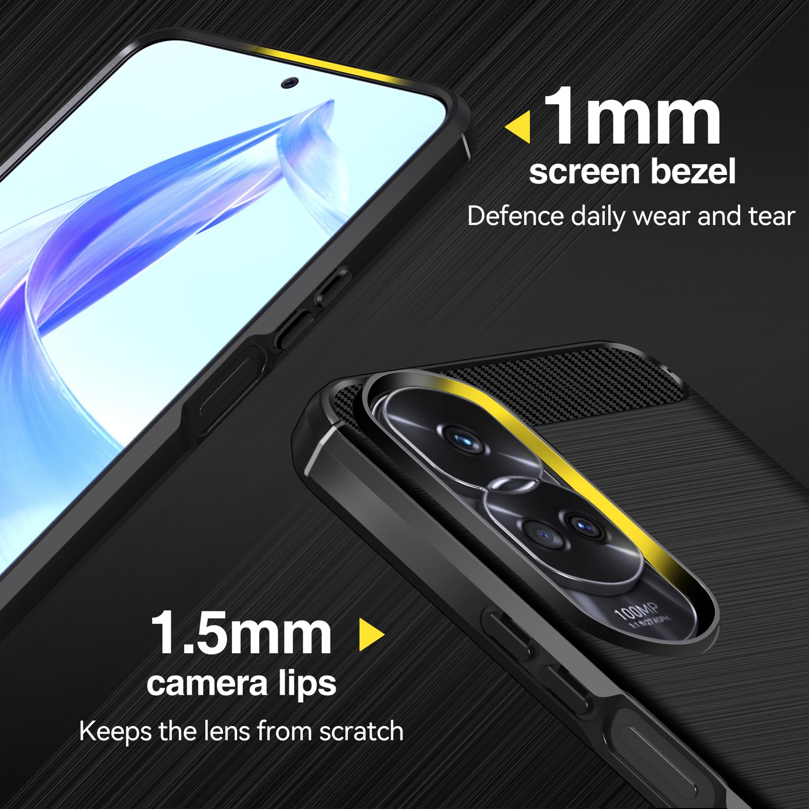 Ivoler Silikon-Hülle Für Honor 90 – Ultra Dünn, Stoßfest, Mit Kameraschutz, Matte Schwarz