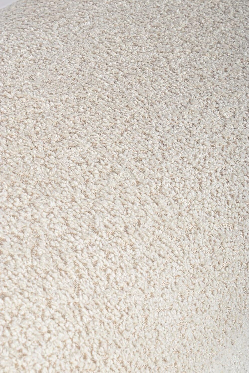 KONTE.DESIGN Panca DAYLA in tessuto effetto bouclé naturale e gambe in legno rubber wood