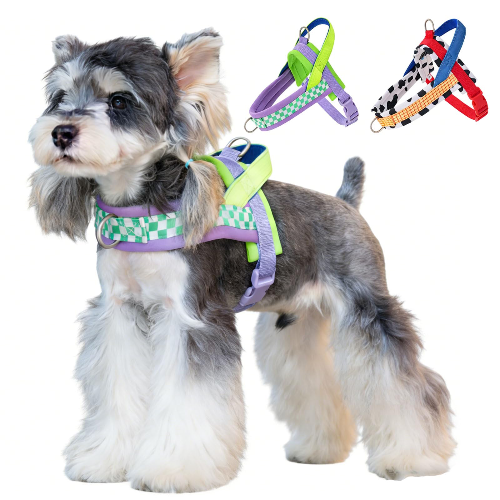Anlitent Anti Pupp Dog Harness with Padded Handle Control, 2 Metal Rings, Harness for Small Medium and Large Dogs Boy Girl Outdoor Active,Cute Service Vest Harnesses for Easy Walking 10-15kg