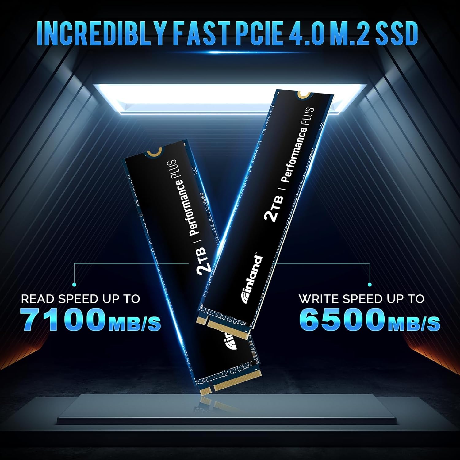 INLAND 2TB Performance Plus NVMe Internal Gaming SSD Solid State Drive Optimized for PS5 - Gen4 PCIe, M.2 2280, DRAM Cache, TLC 3D NAND Flash, Up to 7100MB/s