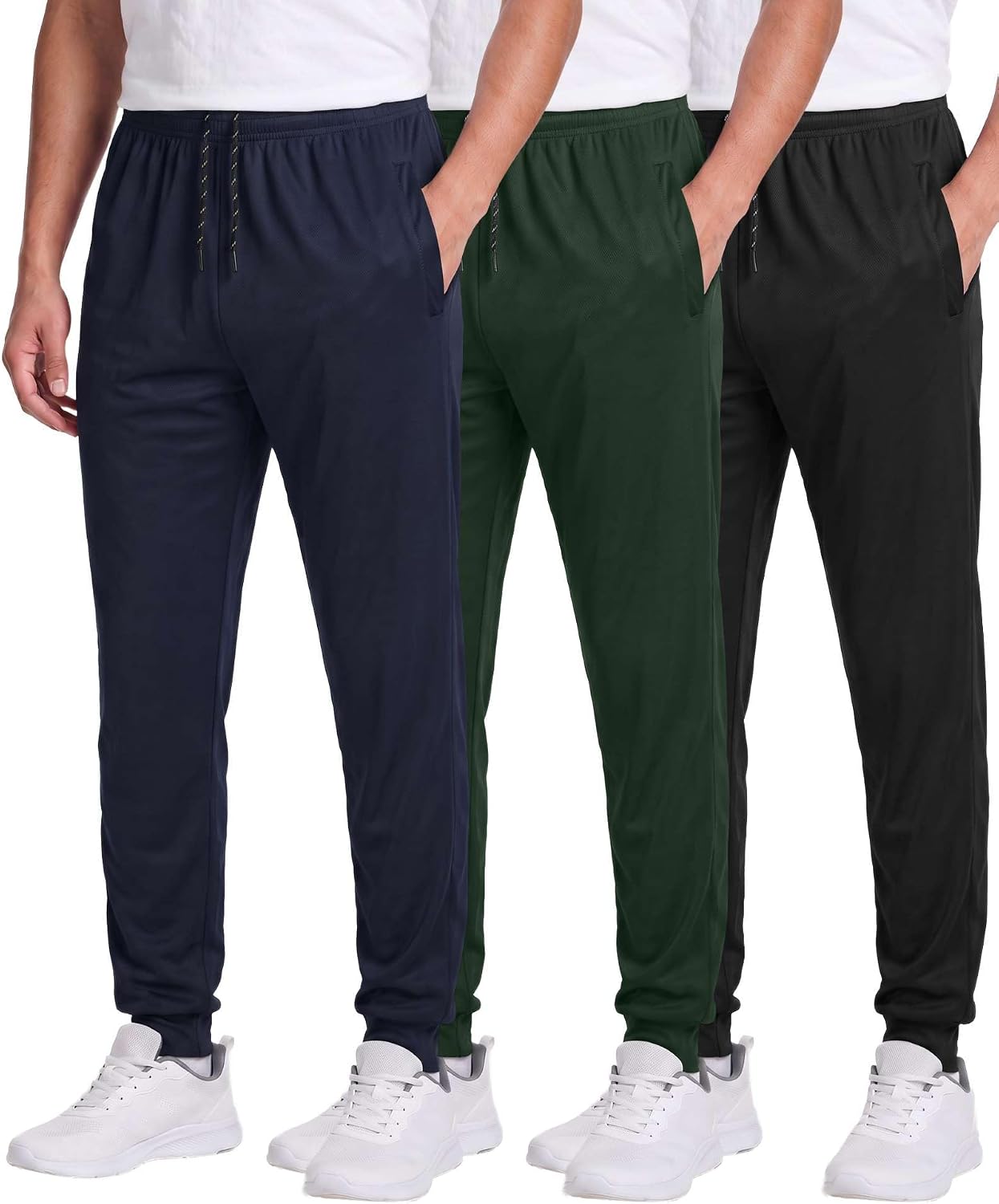 3 Pack Men's Mesh Joggers Sweatpants Gym Athletic Workout Pockets Track