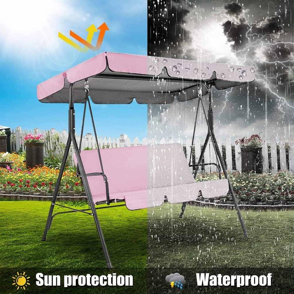 Wasserdichtes Baldachin-Bezug-Set für Veranda-Schaukel, Ersatzkissen für 2-/3-Sitzer, Terrassenmöbel, Outdoor-Sitzbezug, 195 x 125 x 15 cm + 150 x 50 x 10 cm, wetterbeständig