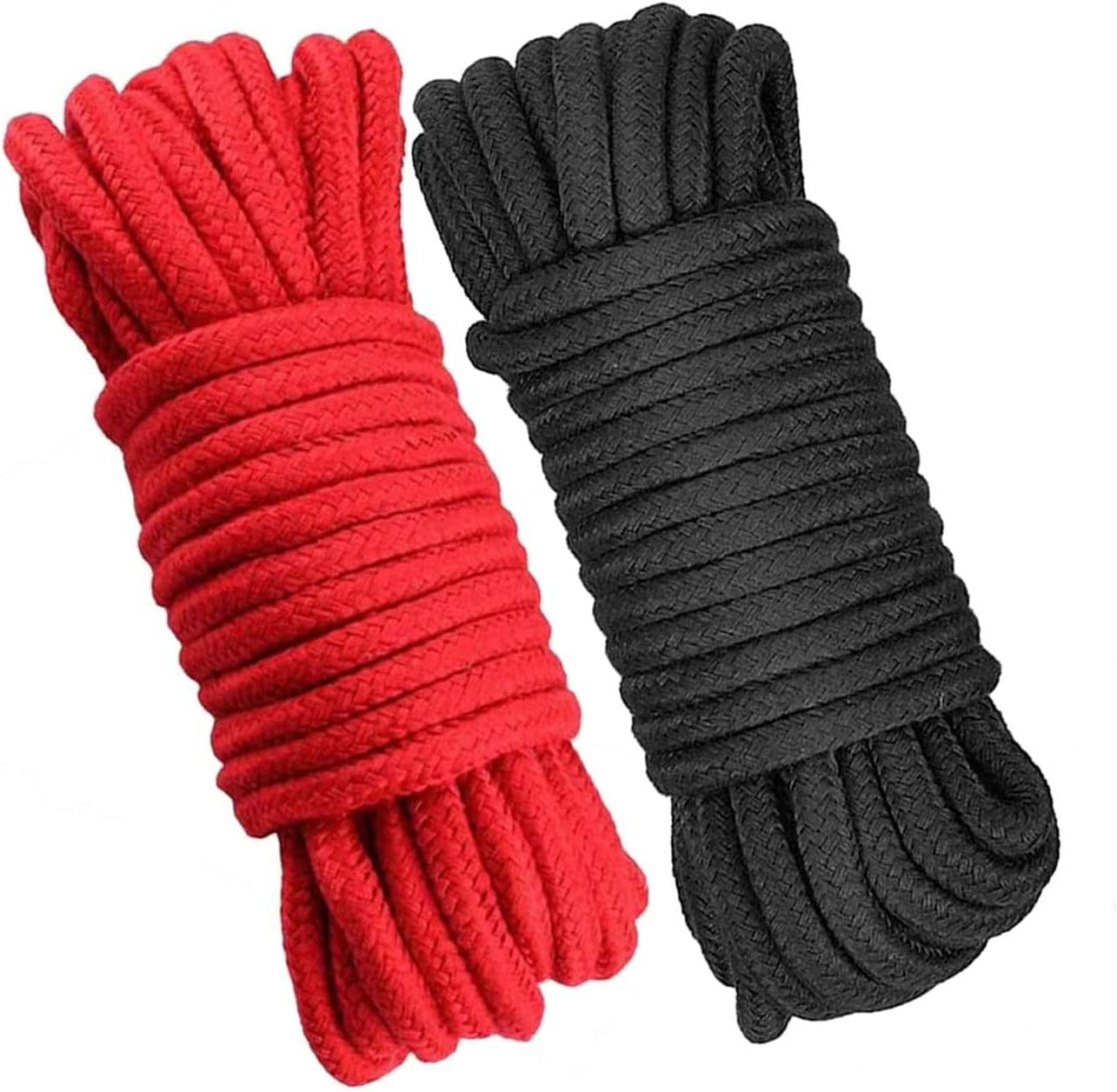 Sawanork2 Roll 10m Red & Black Soft Cotton Rope, Natural Durable Long Cotton Rope for Crafts Wall Hangings Plant Hangers Knotting