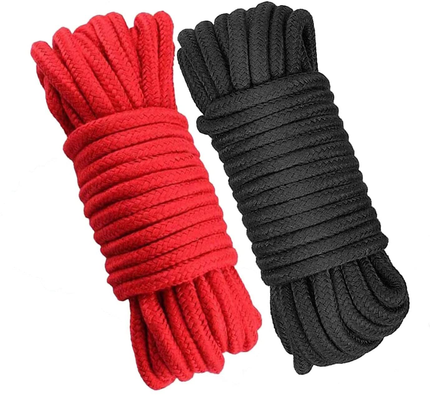Sawanork2 Roll 10m Red & Black Soft Cotton Rope, Natural Durable Long Cotton Rope for Crafts Wall Hangings Plant Hangers Knotting
