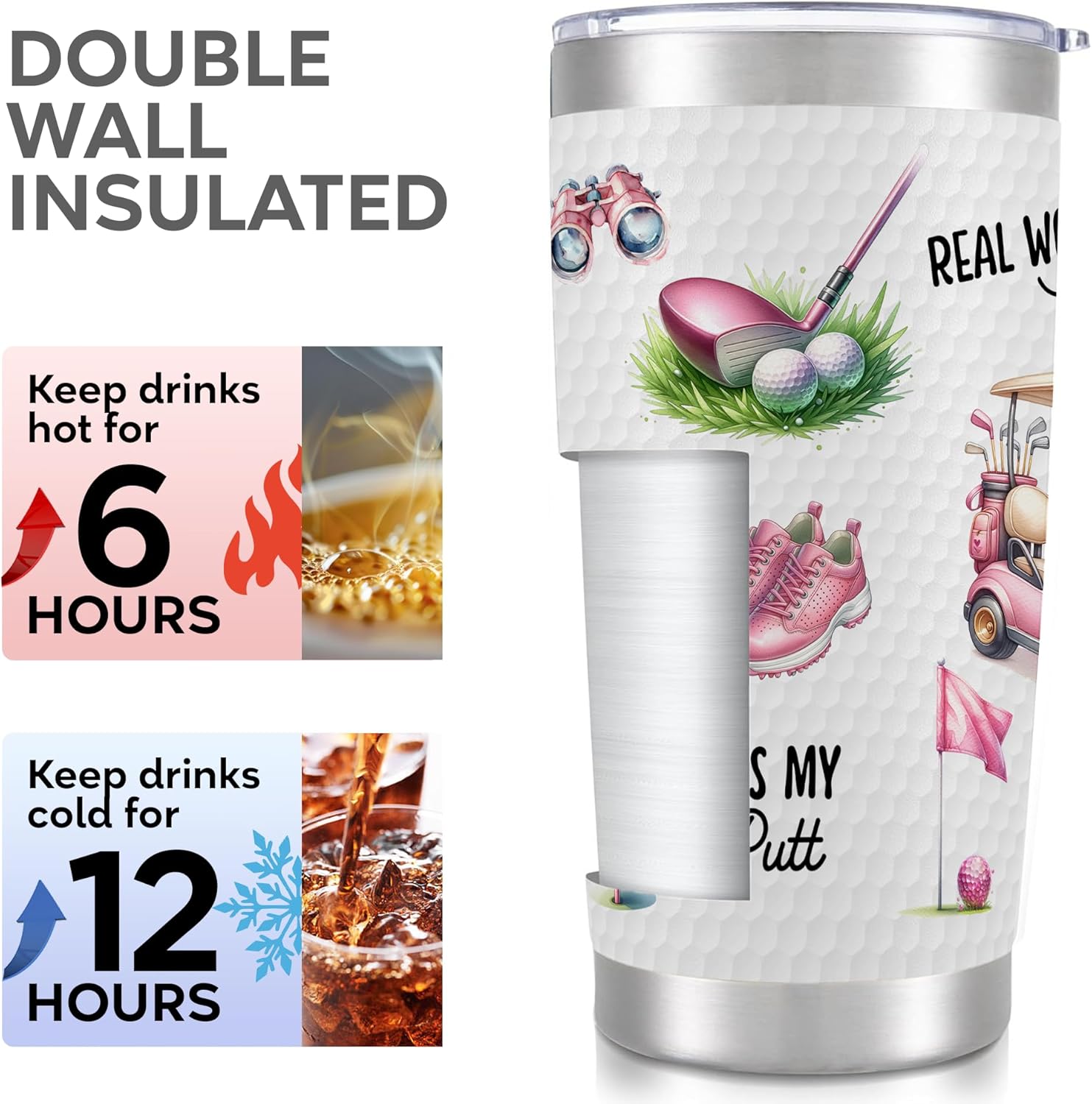 Mothers Day Golf Gifts, Funny Pink Golf Tumbler for Female Golfer, Gifts for Women Golfers, Unique Golfing Gift For Women - Golfing Travel Mug, Christmas Gift for Mom, Girlfriend