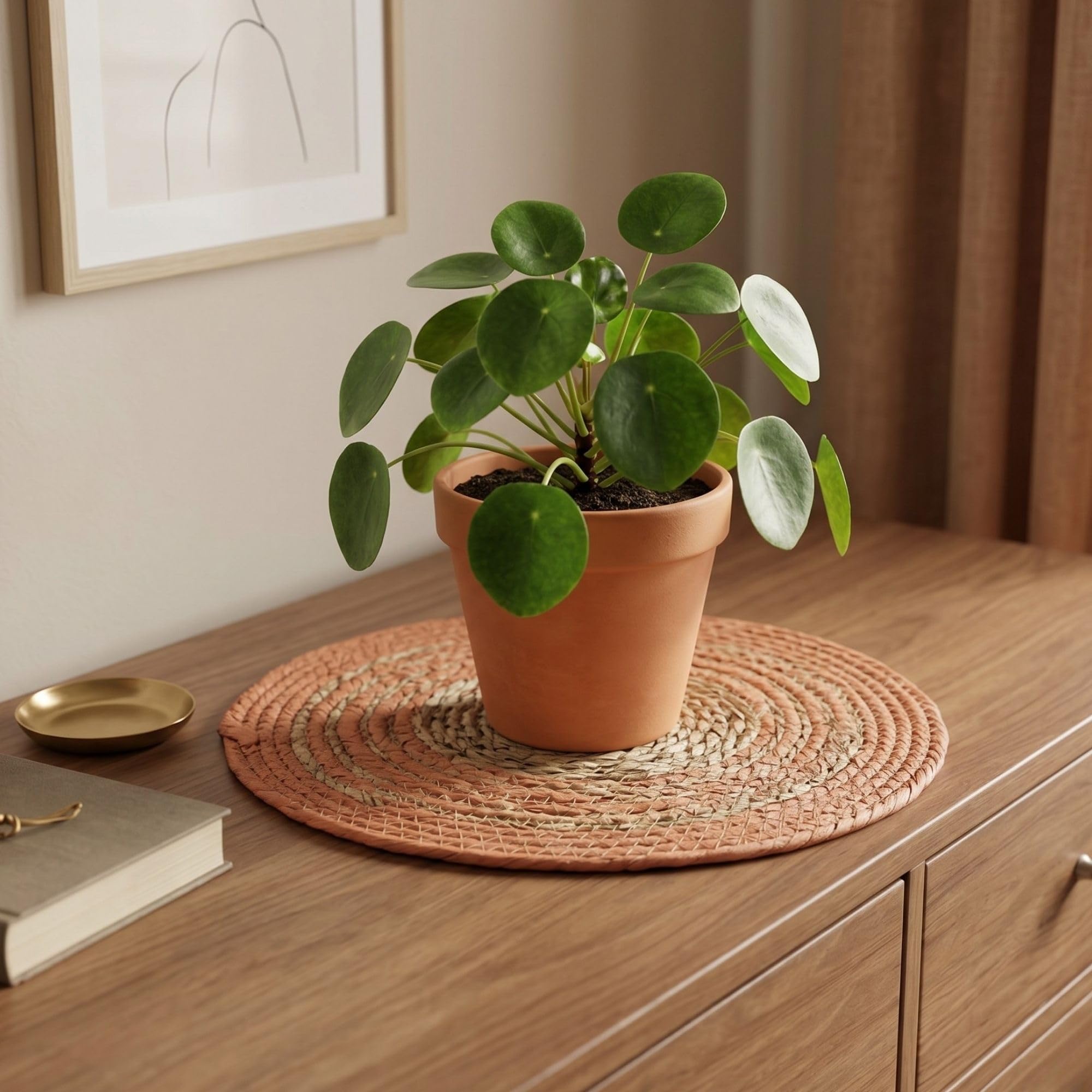 Boho Platzset Rund, Geflochtene Dekounterlage Tischset, Platzmatten Set Esstisch, 36cm Orange 8 Stück