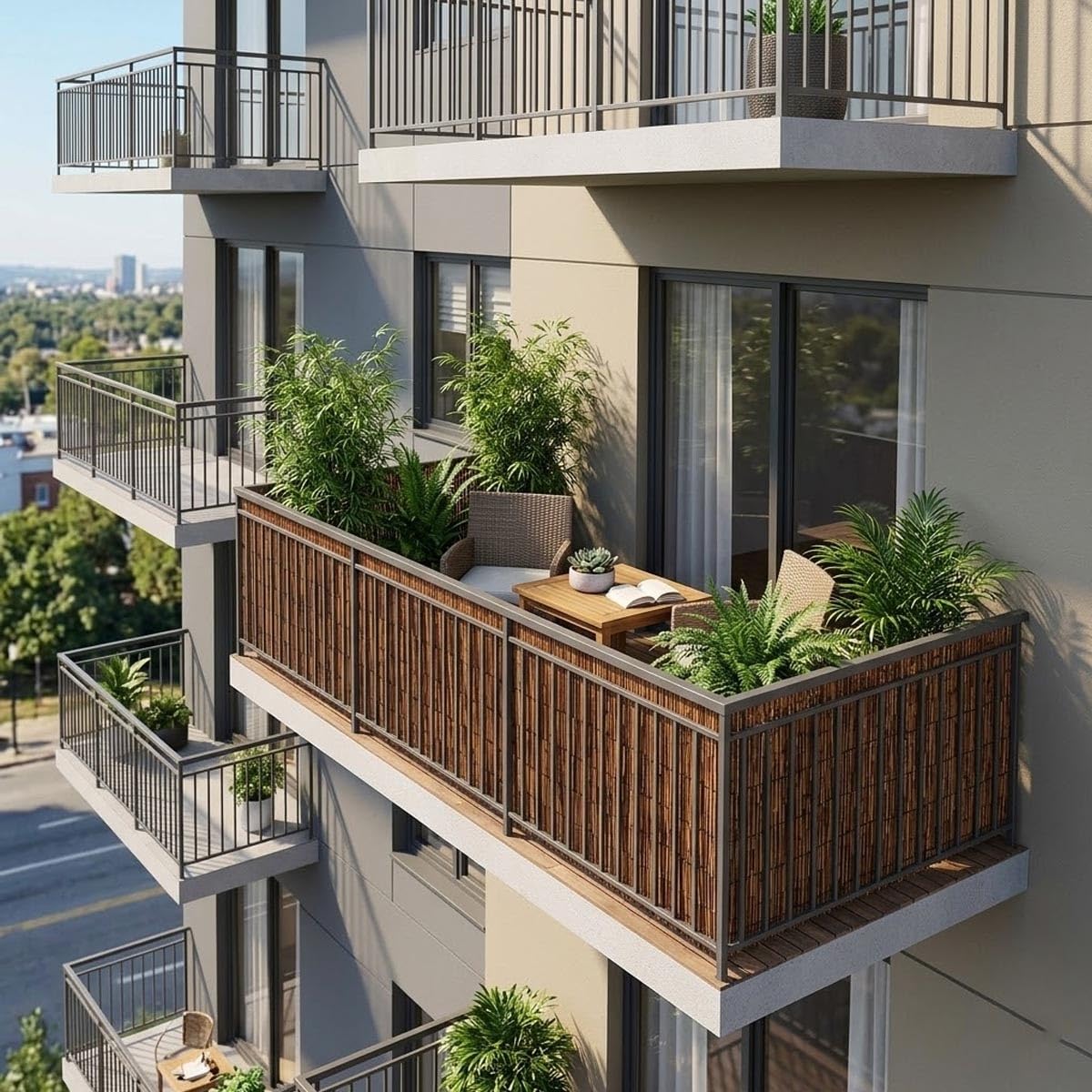 1.2 1.5 1.8 3 4 5 8 10m Canisse Roseau Brise Vue Occultant, Rouleau Clôture Bambou Jardin Naturel, Brise-Vent Fort for Balcon et Terrasse, Pare Vue Extérieur(Brun,100x800cm)