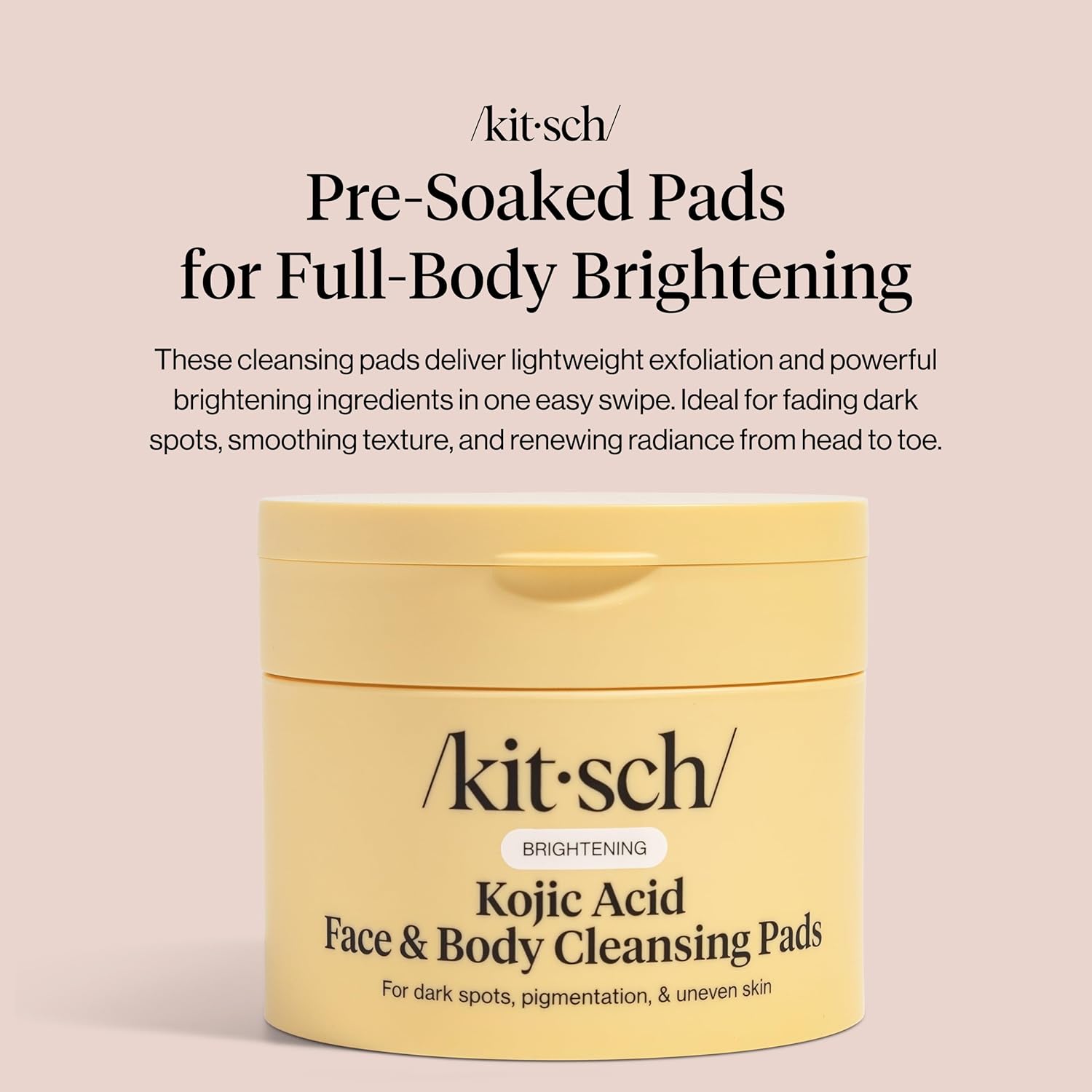 Kitsch Kojic Acid Cleansing Pads with Turmeric & Cica to Smooth, Refresh & Even Tone Skin Care – Exfoliating & Brightening Pre-Soaked Cotton Pads for Face and Body – 50 count - Image 6